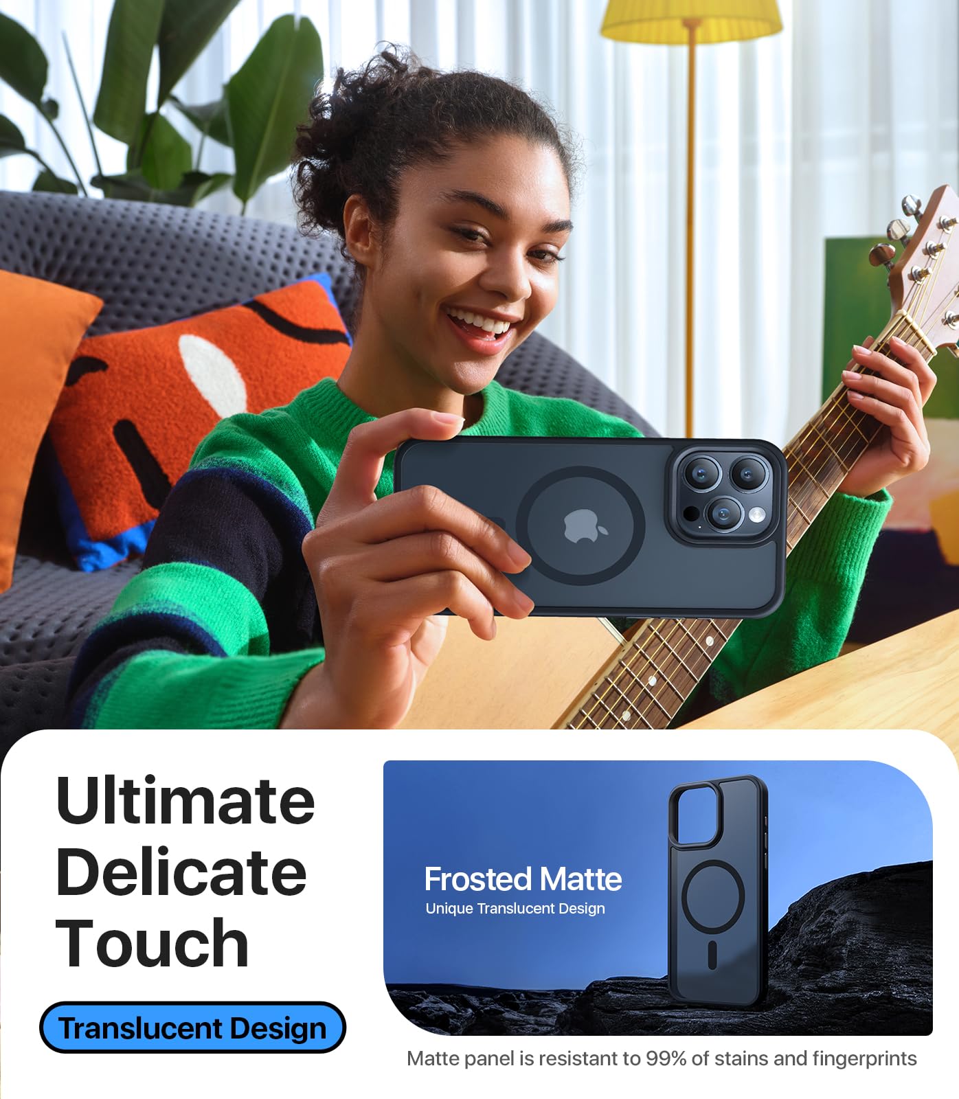 Magnetic iPhone 15 Pro Max Case - Military-Grade Shockproof Protective Cover with Slim Translucent Matte Design | Compatible with MagSafe | Perfect for Everyday Use, Travel & Outdoor Activities (Black)