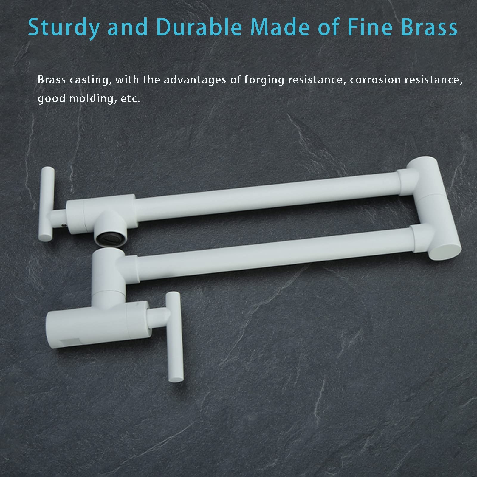 Brass Wall Mount Pot Filler Faucet - Single Hole Two Handle Swing Arm Kitchen Faucet with Double Joint Folding Design | Perfect for Soup Pots, Pasta Cooking & Large Batch Meal Prep