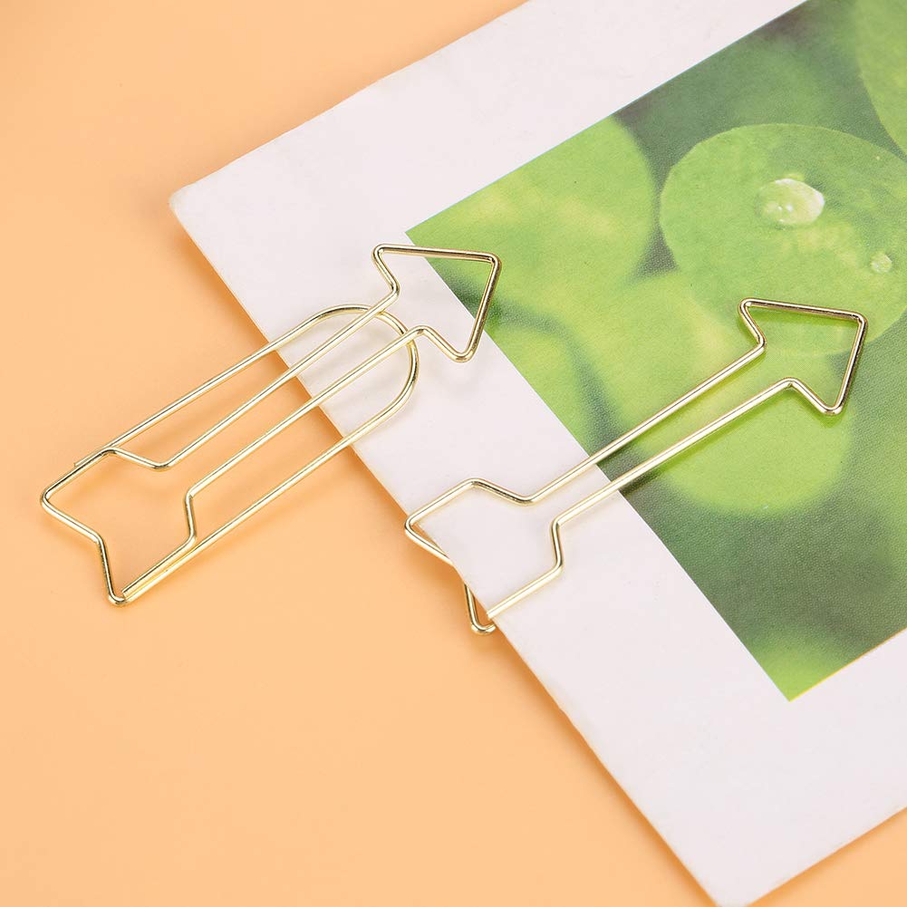Gold Electroplated Arrow Paper Clips - 12pcs Metal Bookmark Clips for Office, School & DIY Crafts - Fun Stationery Supplies for Notes, Documents & Gift Wrapping