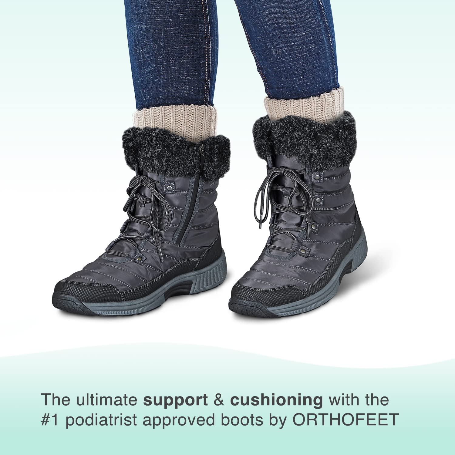 Orthofeet Women's Orthopedic Winter Boots - Waterproof, Comfortable & Supportive for Plantar Fasciitis, Arthritis - Ideal for Snow, Hiking & Cold Weather Activities