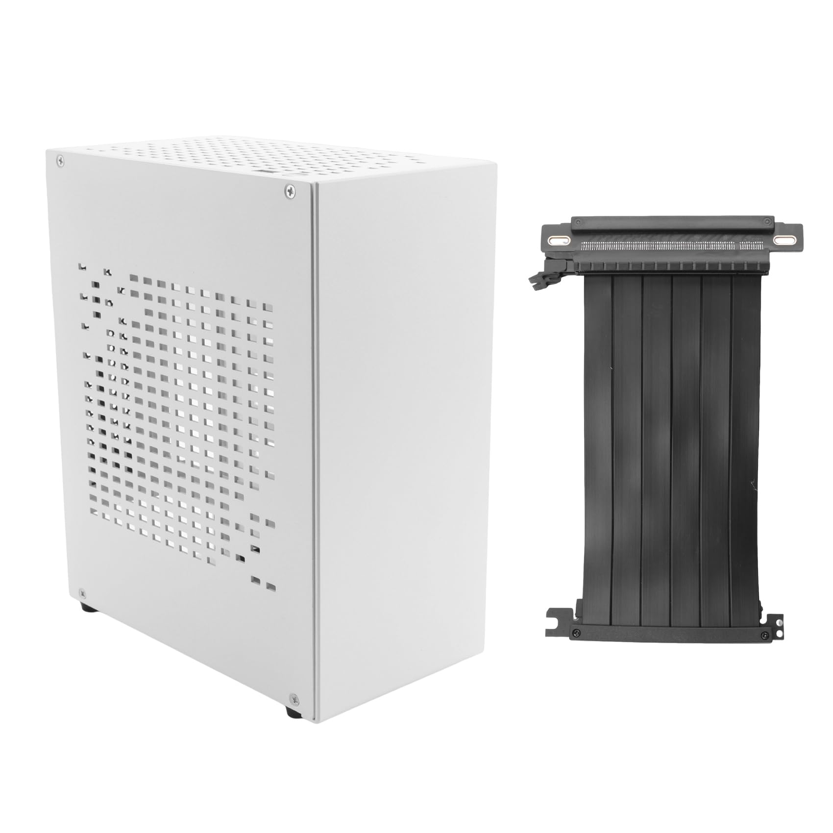 Jufjsfy A07 ITX Computer Case - Mini HTPC Chassis with USB 3.0 Ports & GPU Extension Cable | Compact Gaming PC Build for Small Spaces, Home Theater & Office Workstations