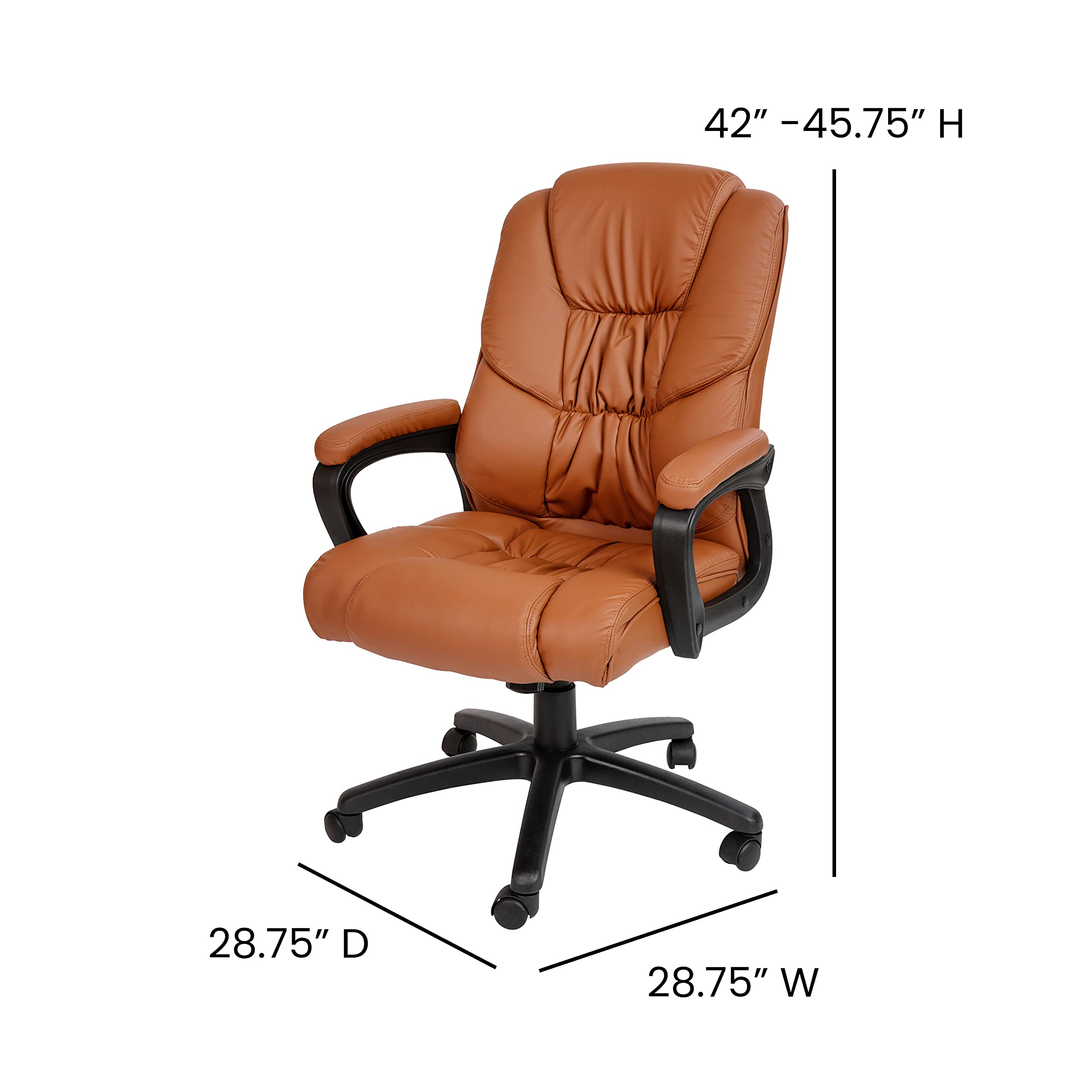 EMMA + OLIVER Big & Tall 400 lb. Rated Brown LeatherSoft Executive Office Chair - Heavy Duty Ergonomic Desk Chair for Home & Business Use