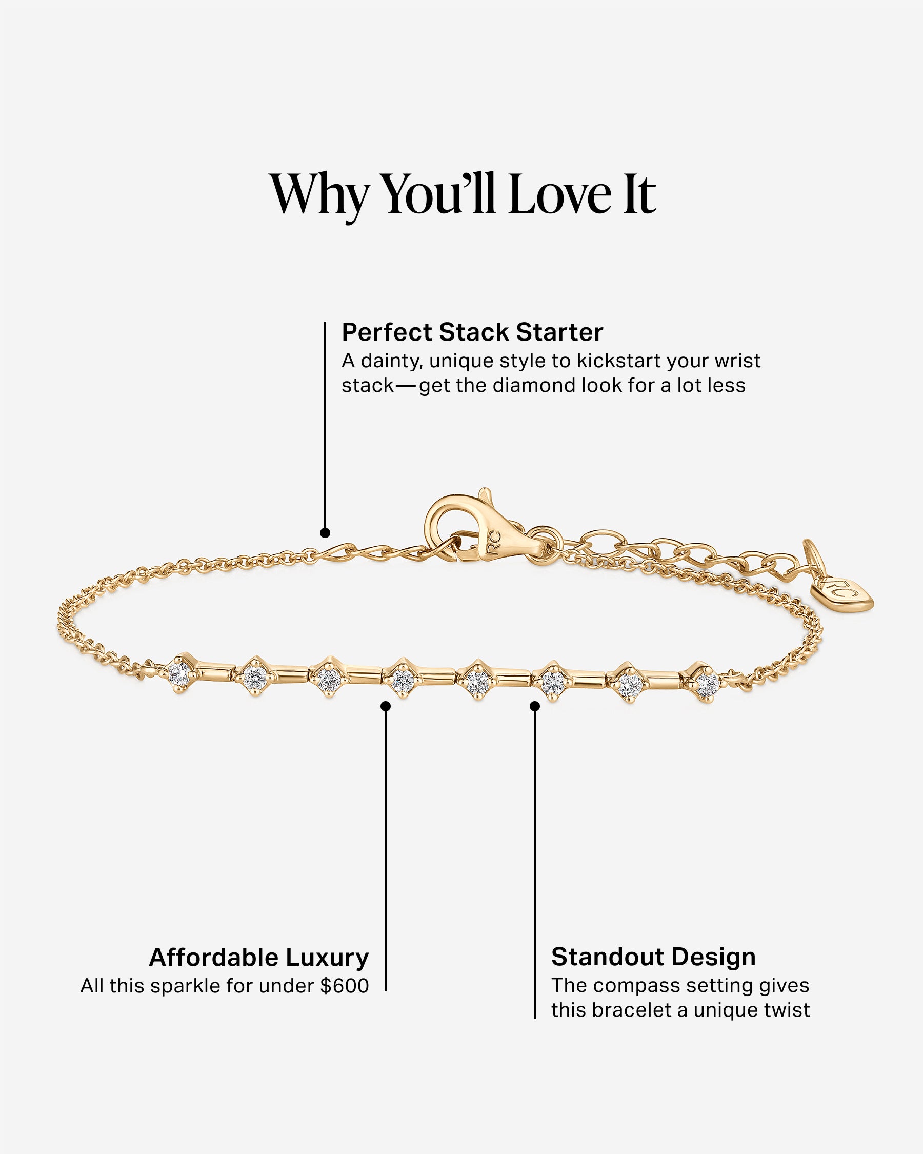 Diamond Station Bracelet for Women - Elegant Tennis Bracelet with Cubic Zirconia Stones, Perfect for Weddings, Parties & Everyday Wear