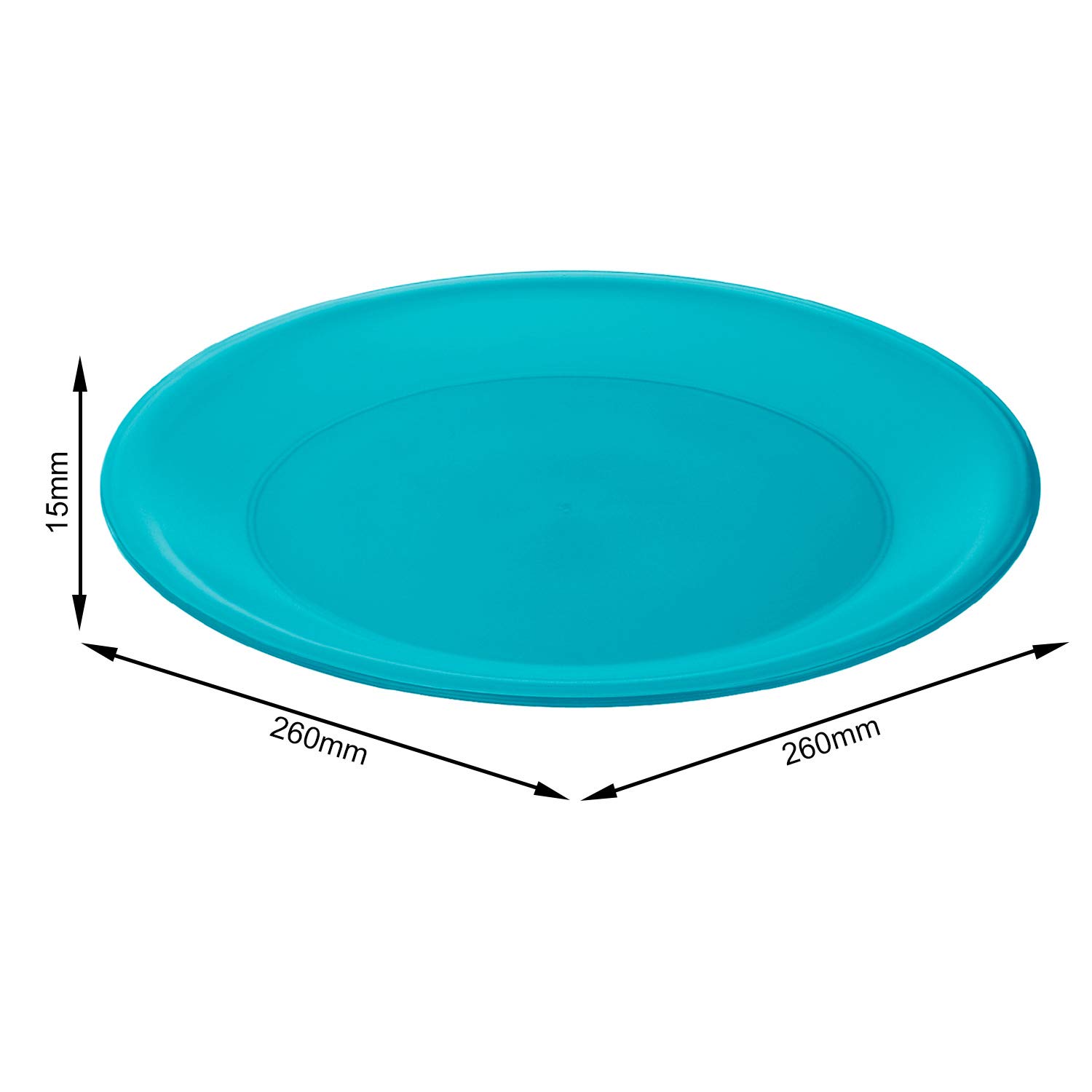 Caruba Kitchen Plate Flat - Durable Polypropylene Dishware in Aqua Blue - Perfect for Dining, Picnics & Everyday Use - One Size
