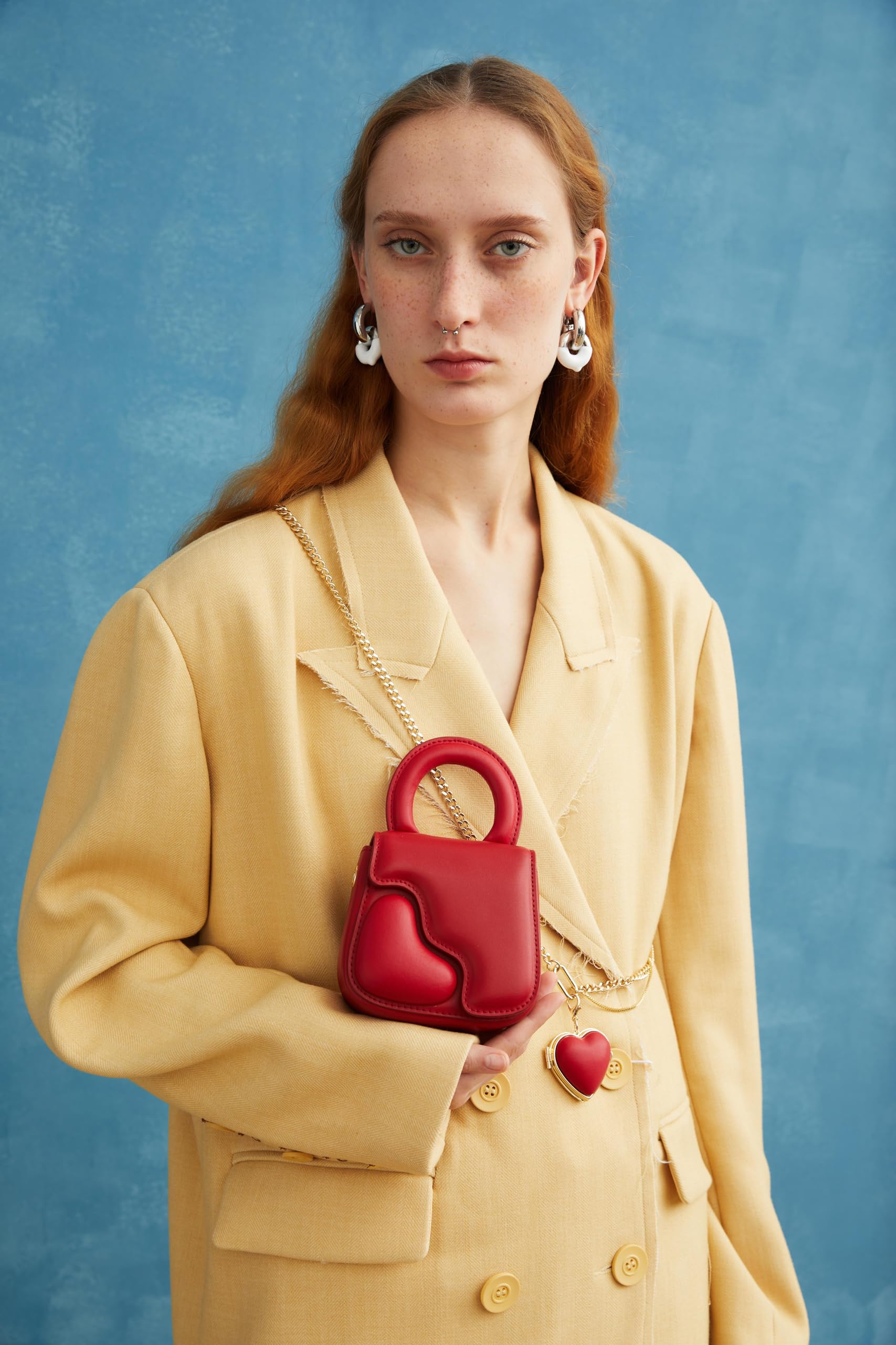 LAFESTIN Small Leather Heart Purse - Designer Evening Clutch with Removable Chain Strap, Crossbody Bag for Women | Perfect for Weddings, Prom, Cocktail Parties & Date Nights