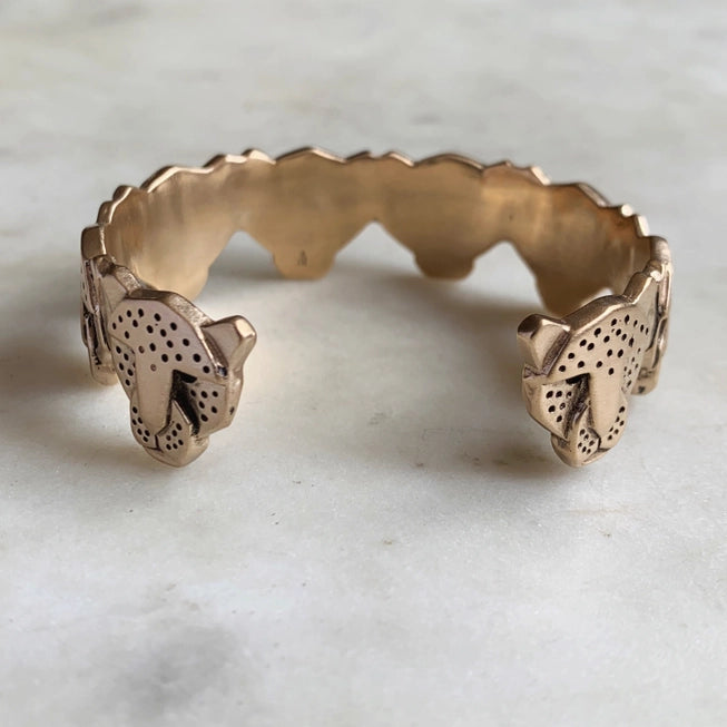 Handcrafted Mimosa Jaguar Cuff Bracelet in Bronze - Stylish Boho Jewelry for Women, Perfect for Parties, Festivals, and Everyday Wear
