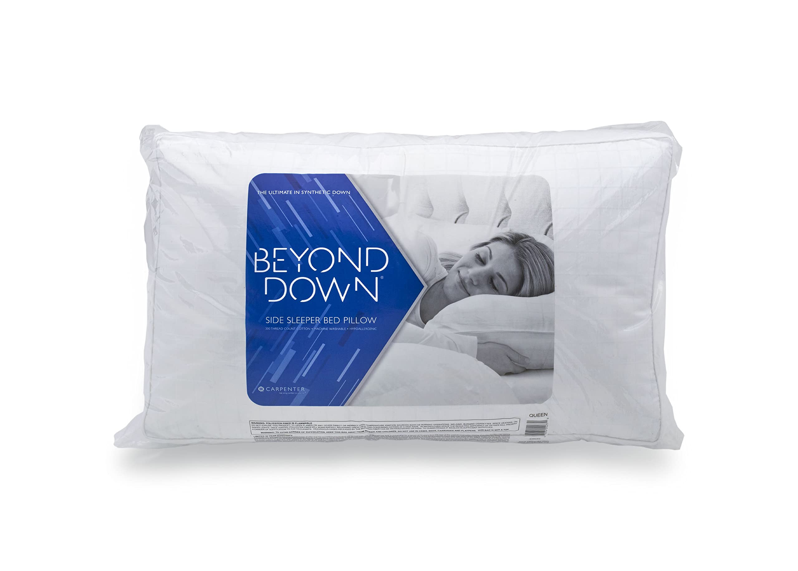 Beyond Down Gel Fiber Side Sleeper Pillow - Queen Size Cooling Memory Foam Pillow for Neck Pain Relief | Perfect for Back & Stomach Sleepers, Hot Sleepers & Travel Use