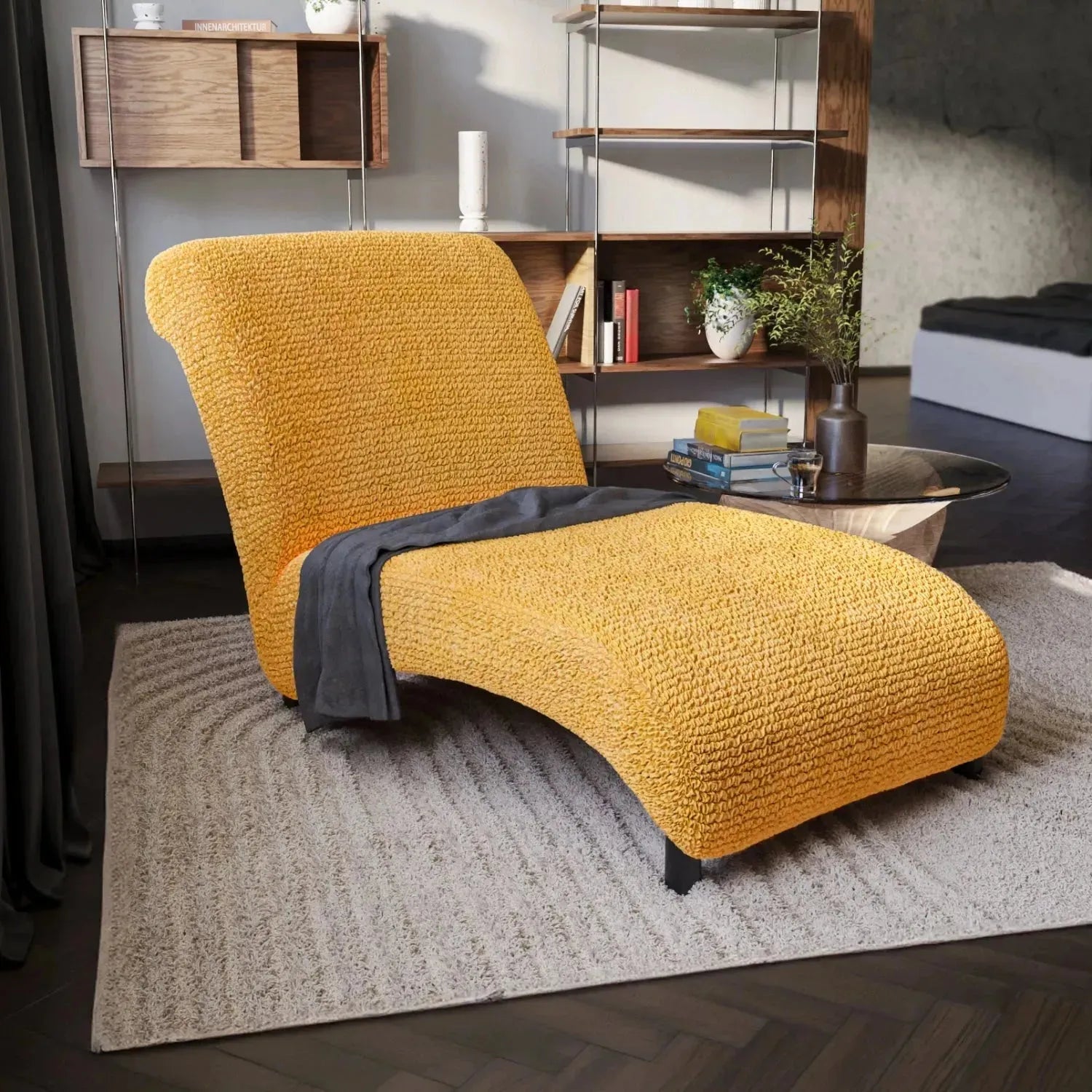 Armless Chaise Lounge Slipcover - Soft Microfiber Stretch Cover with Non-Slip Backing - Perfect for Living Room, Bedroom or Nursery Furniture Protection