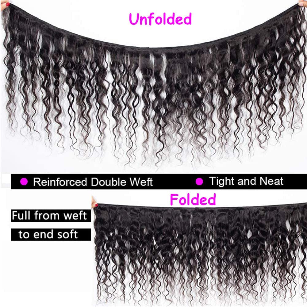 100% Unprocessed Brazilian Virgin Remy Human Hair Deep Wave Bundles - Double Weft Curly Hair Extensions for Natural Look & Volume | Perfect for Daily Wear, Parties & Special Occasions