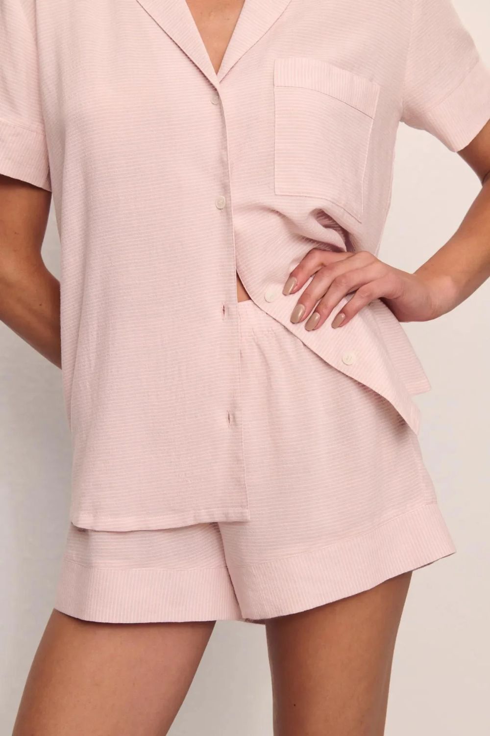 Gisele Rib Relaxed Short Pajama Set for Women - Soft & Comfortable Sleepwear in Pale Mauve - Perfect for Lounging, Travel & Cozy Nights at Home