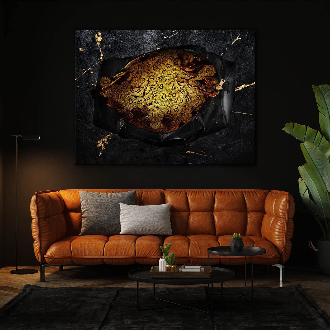 Crypto Canvas Wall Art - Bitcoin & Blockchain Themed Modern Home Decor for Living Room, Office & Gifts