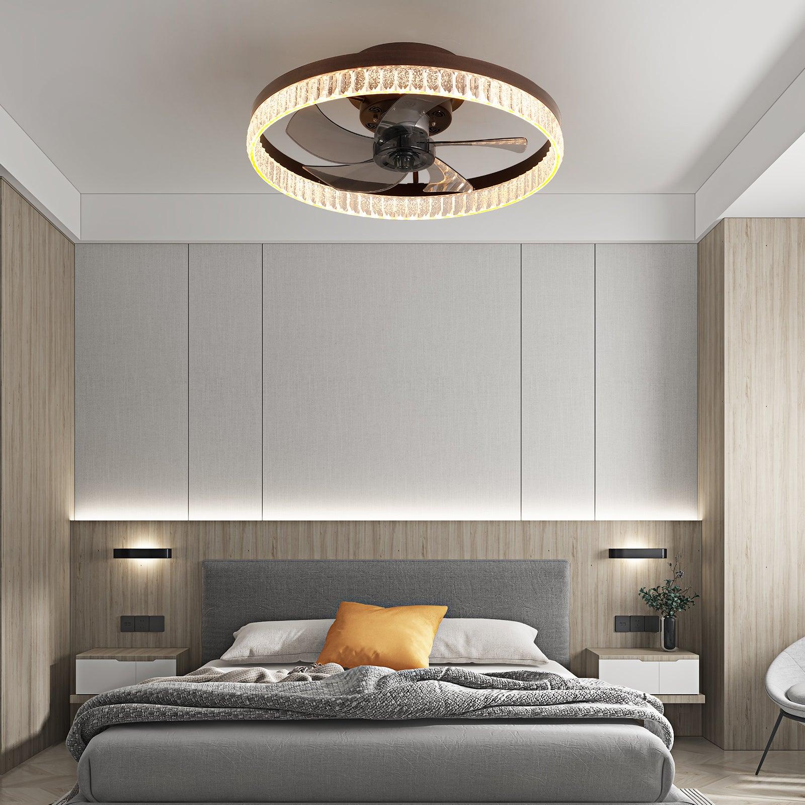 Modern LED Ceiling Fan with Lights - Remote Control, Minimalist Ring Chandelier Design for Bedroom, Nursery, Living Room | Energy Efficient Cooling & Stylish Lighting Solution