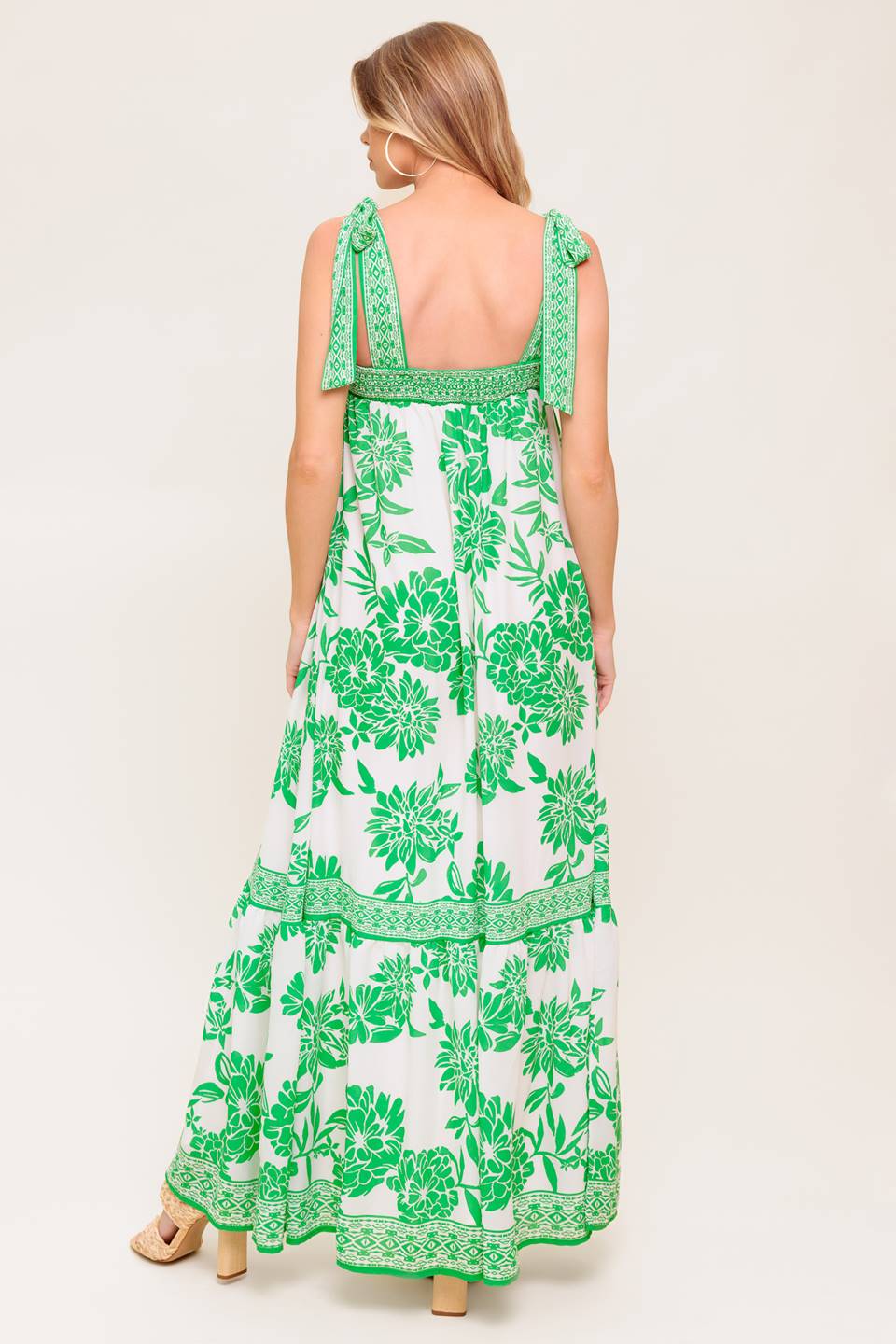 Green Gardens Maxi Dress - Flowy Summer Dress for Women, Boho Chic Beach Dress, Perfect for Vacations, Parties & Outdoor Events