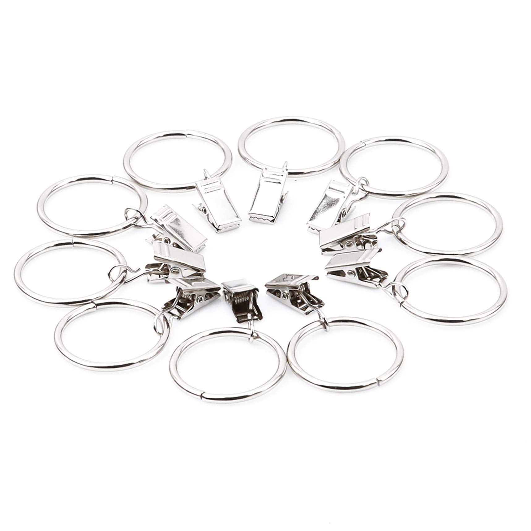 Timesuper 10pcs Silver White Curtain Clips - Rustproof Window Rings for Home Decor