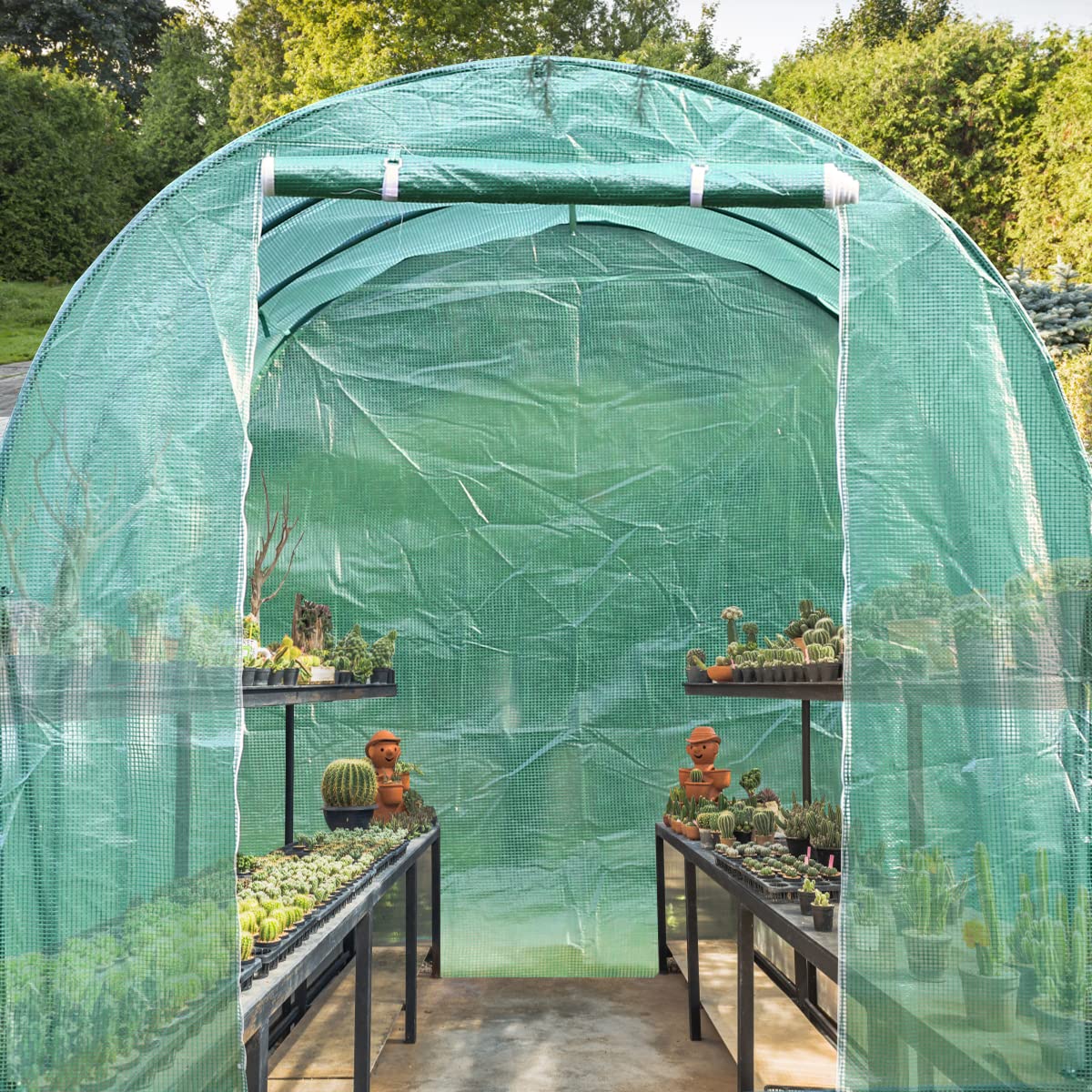 15'x7'x7' Walk-in Greenhouse Kit - Heavy Duty Steel Frame Portable Greenhouse with PE Cover for Gardening, Plants & Vegetables | Outdoor Winter Protection for Patio, Garden & Farm Use