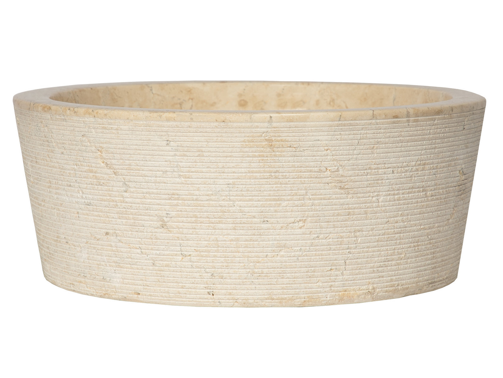 Bahia Round Beige Marble Vessel Sink - Modern Bathroom Vanity Sink for Powder Room, Guest Bath & Master Bathroom Decor