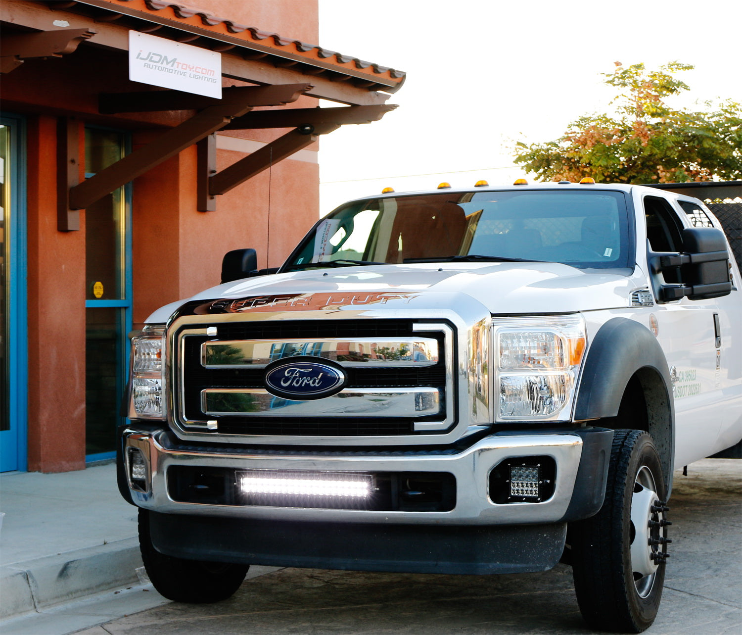 120W 20 LED Light Bar with Lower Bumper Bracket & Wiring Kit - Compatible with 2011-2016 Ford F250 F350 Super Duty - Off-Road, Fog Lights, Hunting & Night Driving
