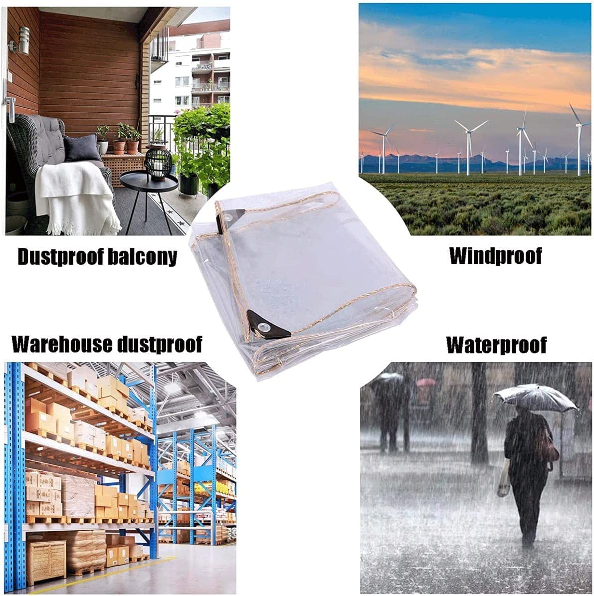 Clear Waterproof Tarpaulin - 2x3m Transparent Ripstop Windproof Tarp with Grommets for Greenhouse, Plant Cover, Camping & Outdoor Protection (Foldable, Durable)