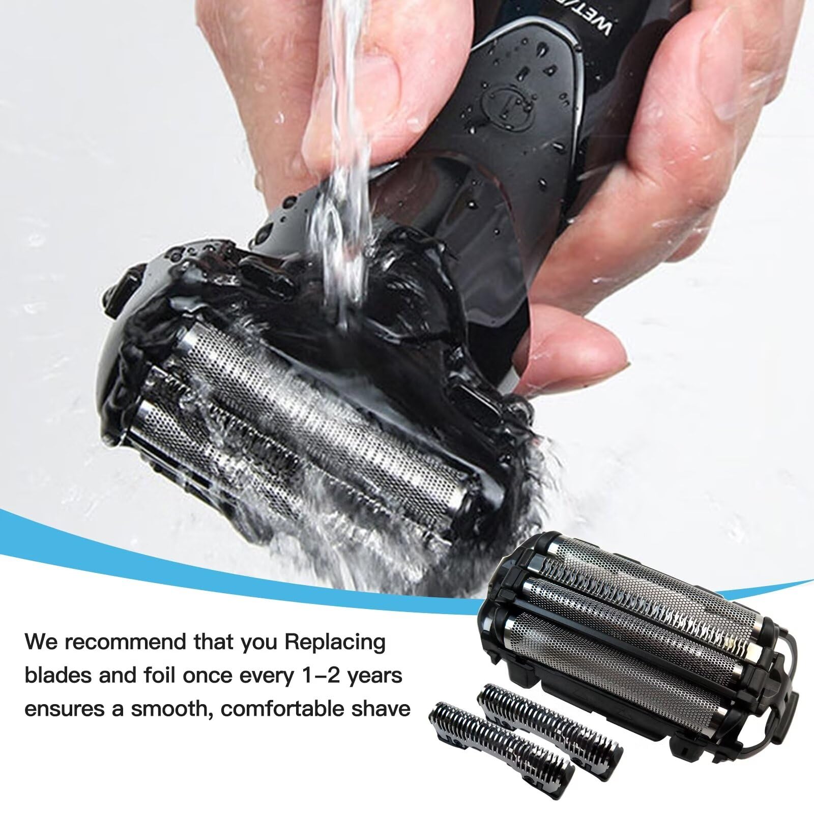 4-Blade Replacement Outer Foil and Inner Blade for Panasonic ES-LA63-S & ES-LA93-K Electric Shaver - Smooth Shaving for Men's Grooming at Home or Travel