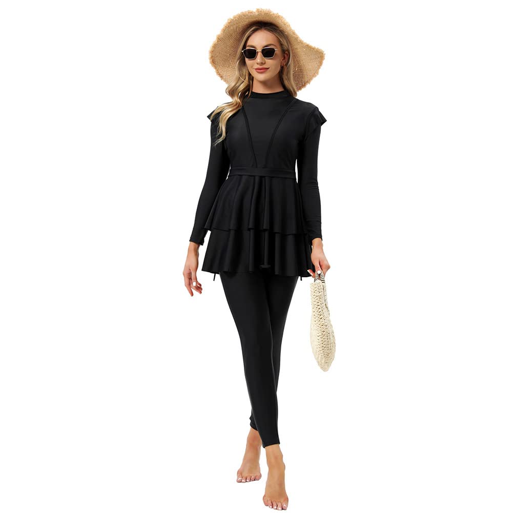 Modest Islamic Burkini Swimwear for Women - Full Coverage Hijab Swimsuit with Swim Cap & Pants - Perfect for Beach, Pool & Water Sports