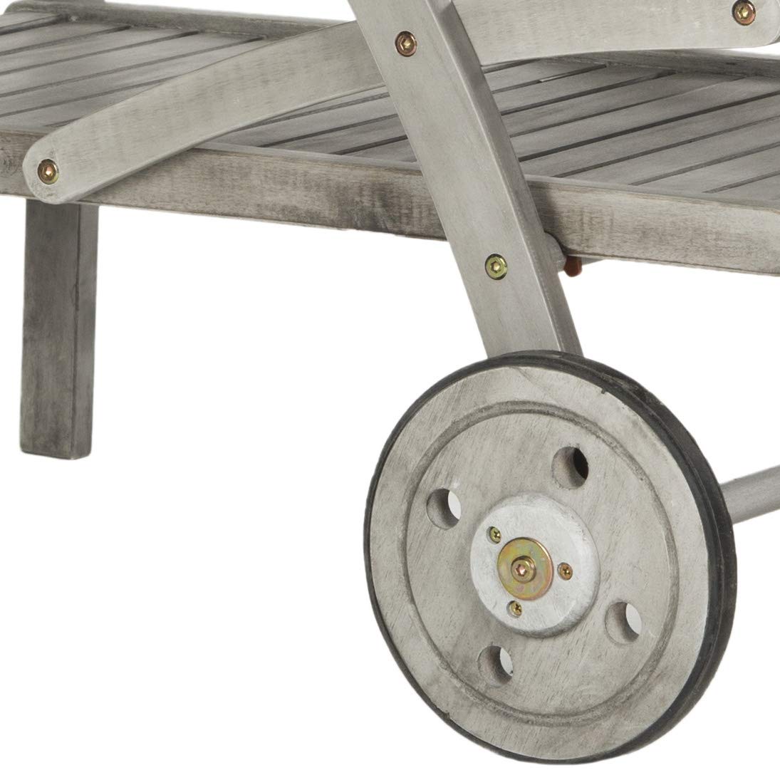 SAFAVIEH Outdoor Collection Lodi Tea Cart - Grey Wash Finish | Rustic Wooden Serving Cart with Wheels | Perfect for Patio, Garden & Indoor Decor