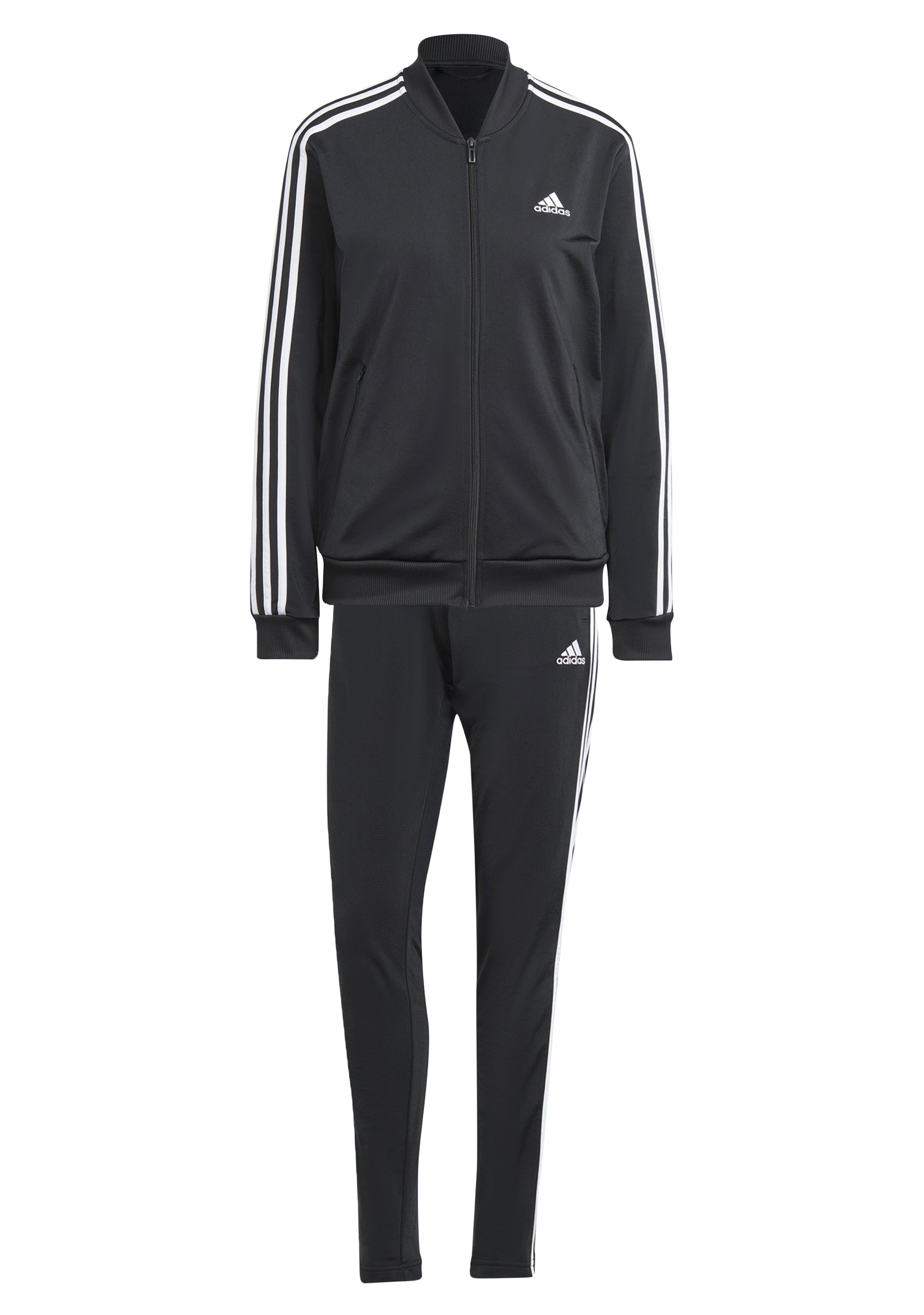 Adidas Women's Essentials 3-Stripes Tracksuit Set - Comfortable Athletic Outfit for Running, Gym & Casual Wear | Black/White Sportswear