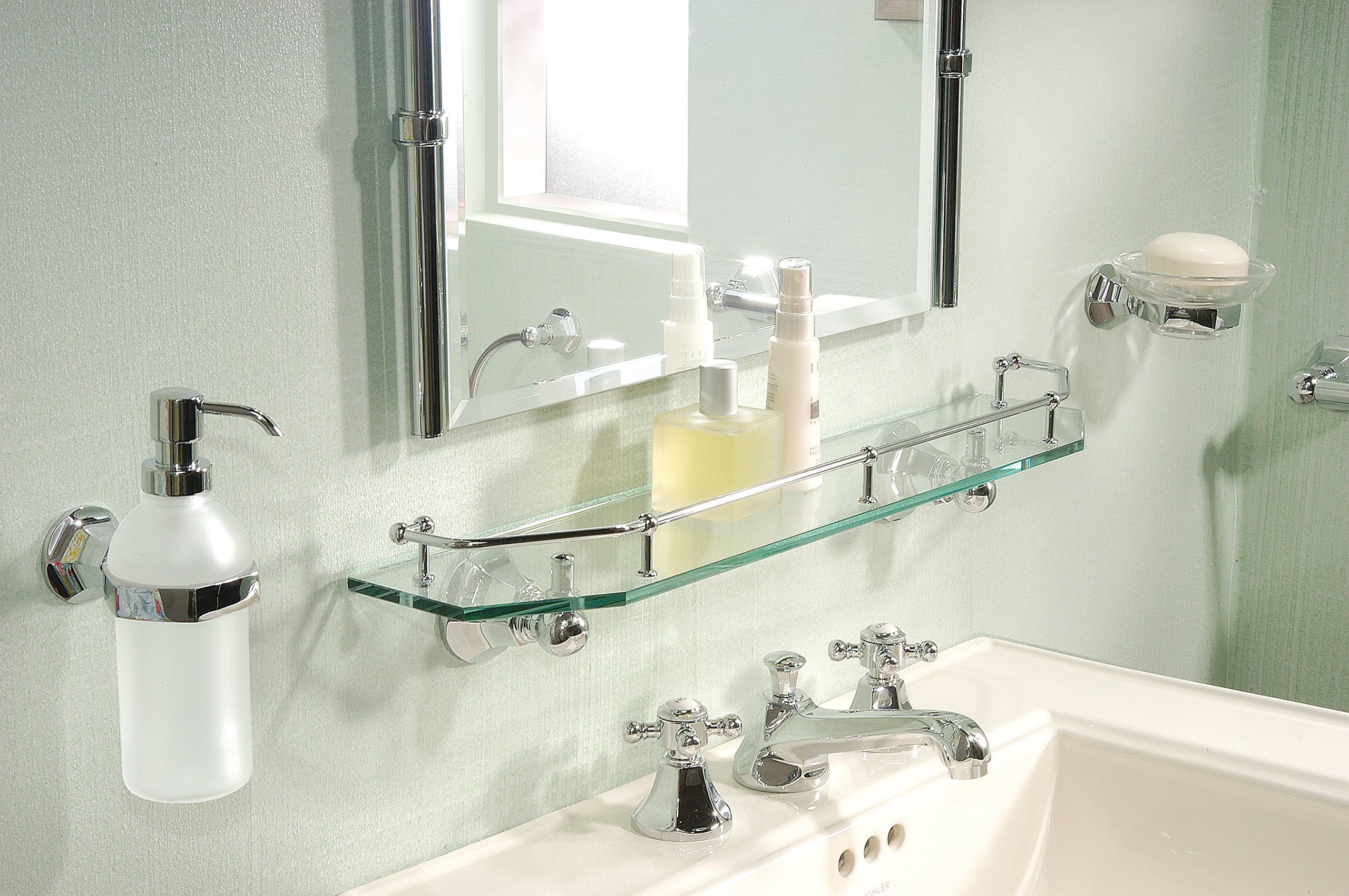 614-Piece Empire Style Soap and Lotion Dispenser Set - Polished Chrome Finish for Bathroom, Kitchen, and Spa Decor
