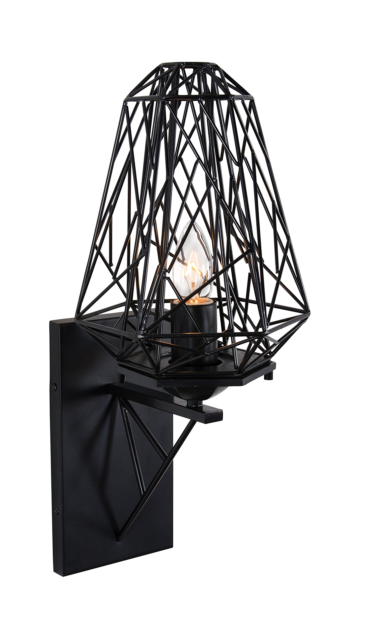 Wright Stuff 1-Light Wall Sconce with Black Finish - Modern Wall Light Fixture for Bedroom, Living Room & Hallway Lighting
