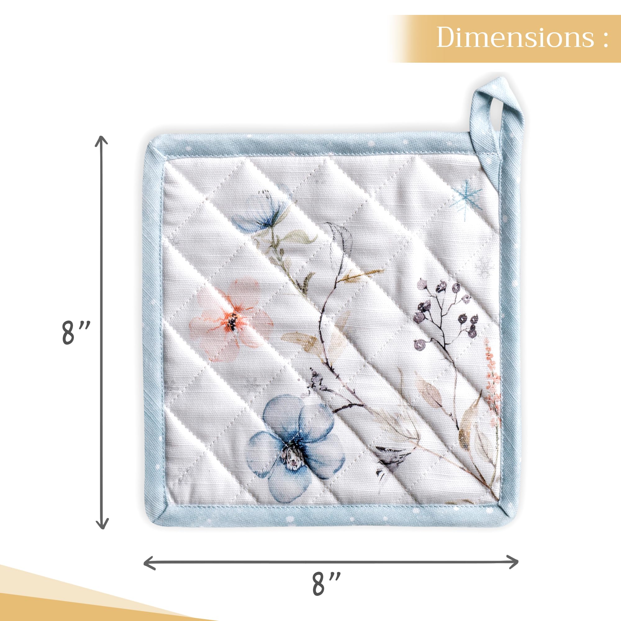 Maison d'Hermine 100% Cotton Set of 2 Heat Resistant Pot Holders 8