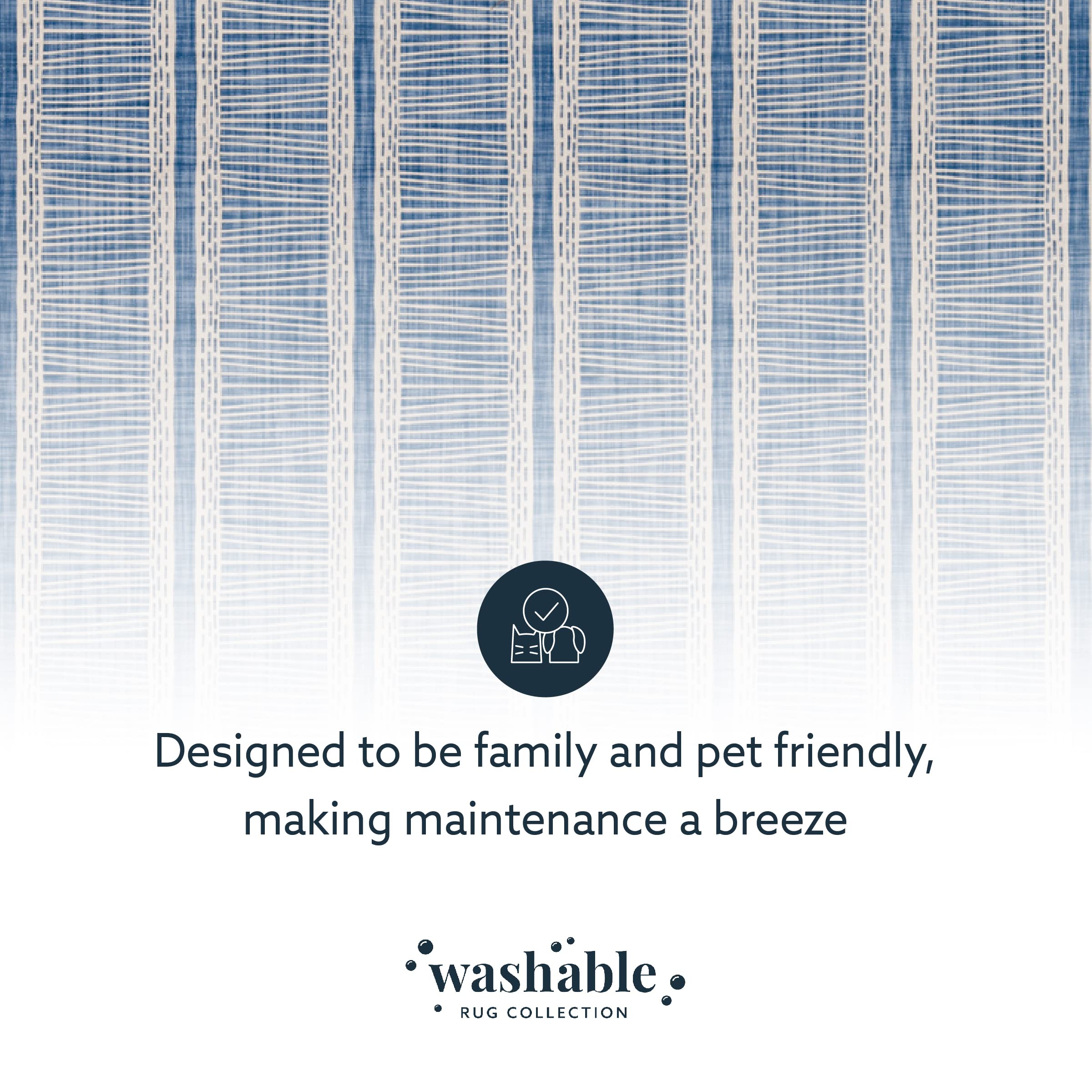 Linon The Anywhere Washable Rug - Kanton Ivory/Blue 5' X 7' Area Rug - Machine Washable, Stain Resistant - Perfect for Living Room, Bedroom & High Traffic Areas
