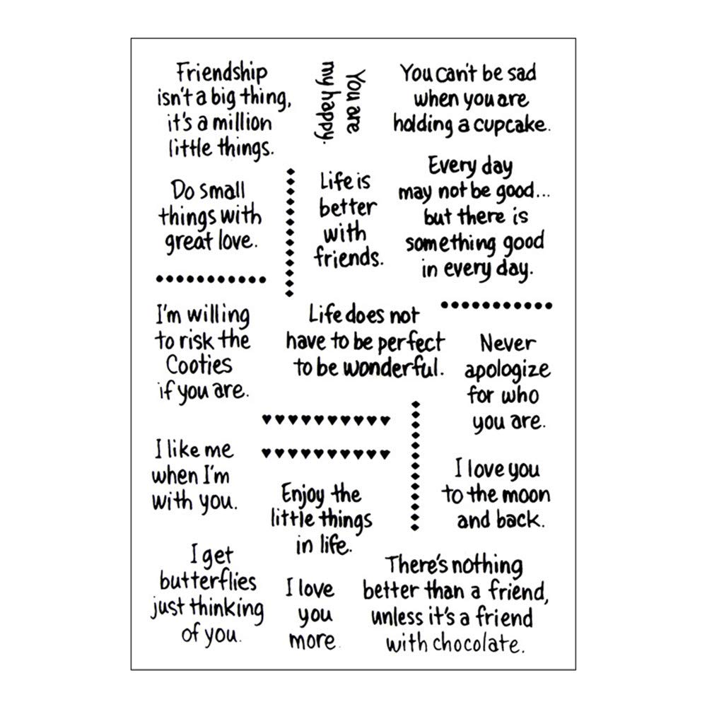 Friendship & Love Clear Rubber Stamps for Card Making, Scrapbooking & Journaling - Sentiment Phrases for Greeting Cards, DIY Albums & Paper Crafts - Perfect for Handmade Gifts & Memory Keeping