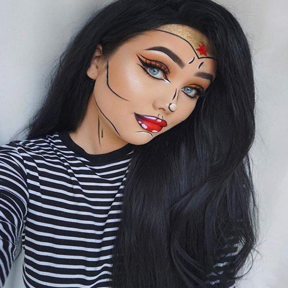 Hand-Woven European & American Fashion Lace Front Wig - Black Straight Human Hair with Long Length & Side Bangs for Women | Perfect for Cosplay, Daily Wear, and Special Occasions