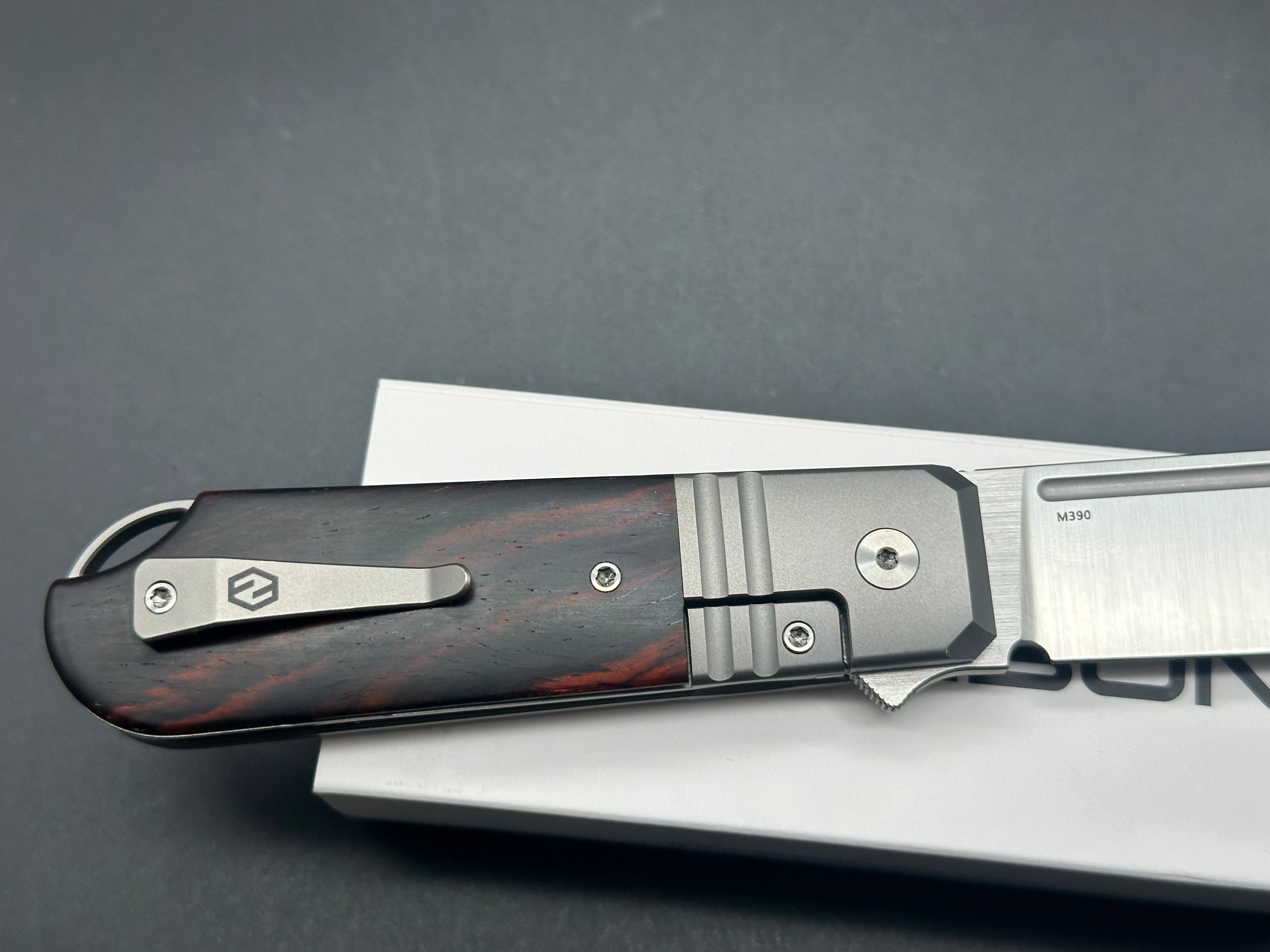 Karbon Knives Ken Onion Ahoy Titanium Handle & Desert Ironwood Folding Knife - KnifeCenter Exclusive | EDC, Camping, Outdoor Survival Gear