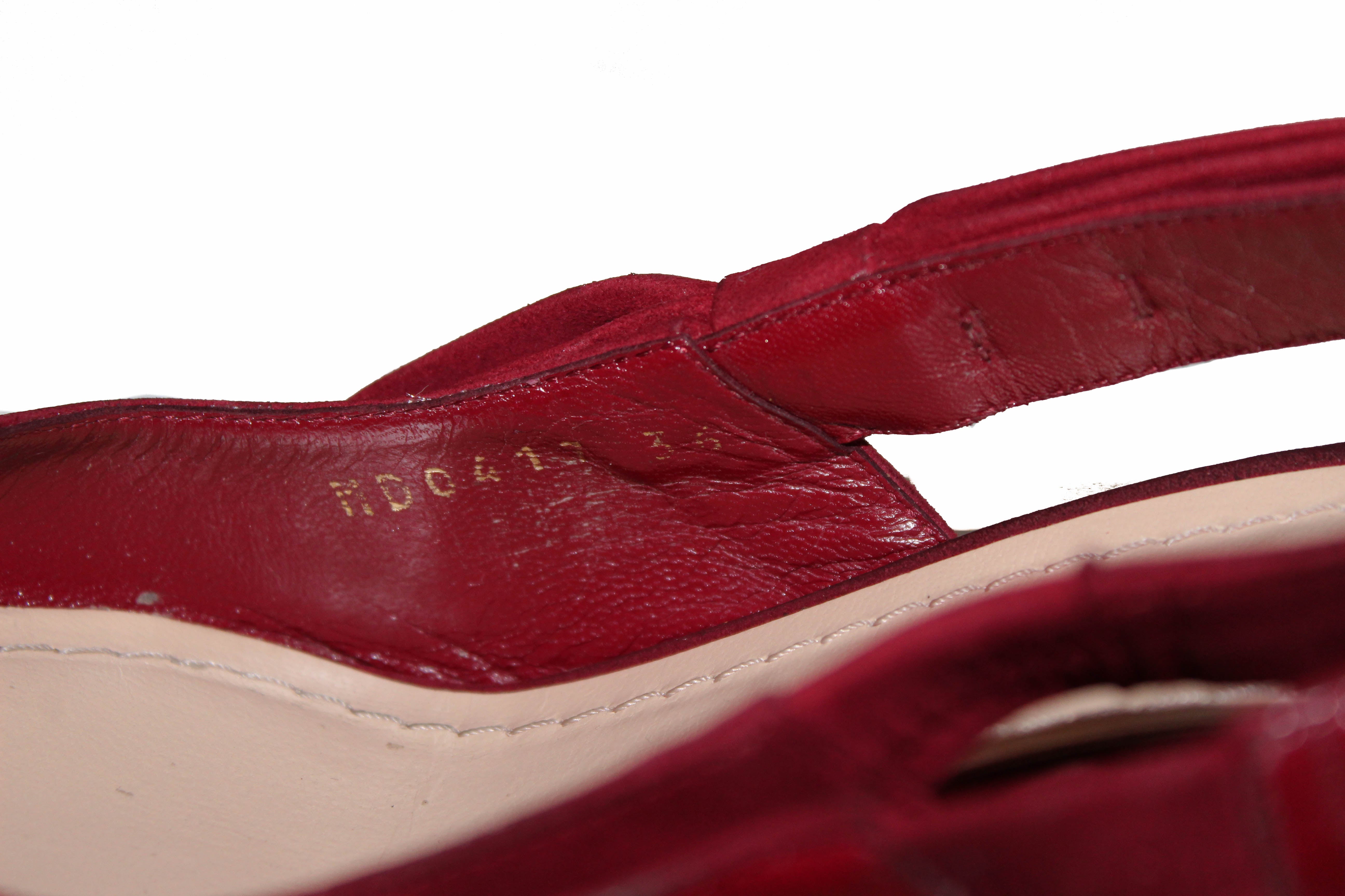 Authentic Christian Dior Scarlet Suede Leather Slingback Pumps - Women's Size 36 (US 6) | Luxury Designer Heels for Weddings, Parties & Special Occasions