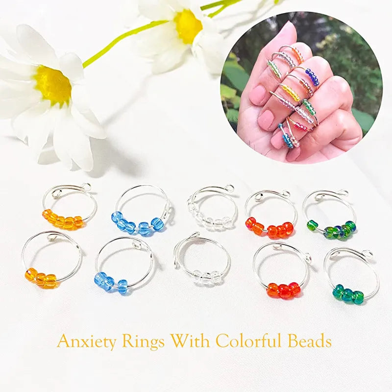Anxiety Relief Ring with Daisy Flower & Butterfly Design - Stress Relief Jewelry for Women - Perfect for Anxiety, Meditation & Everyday Wear