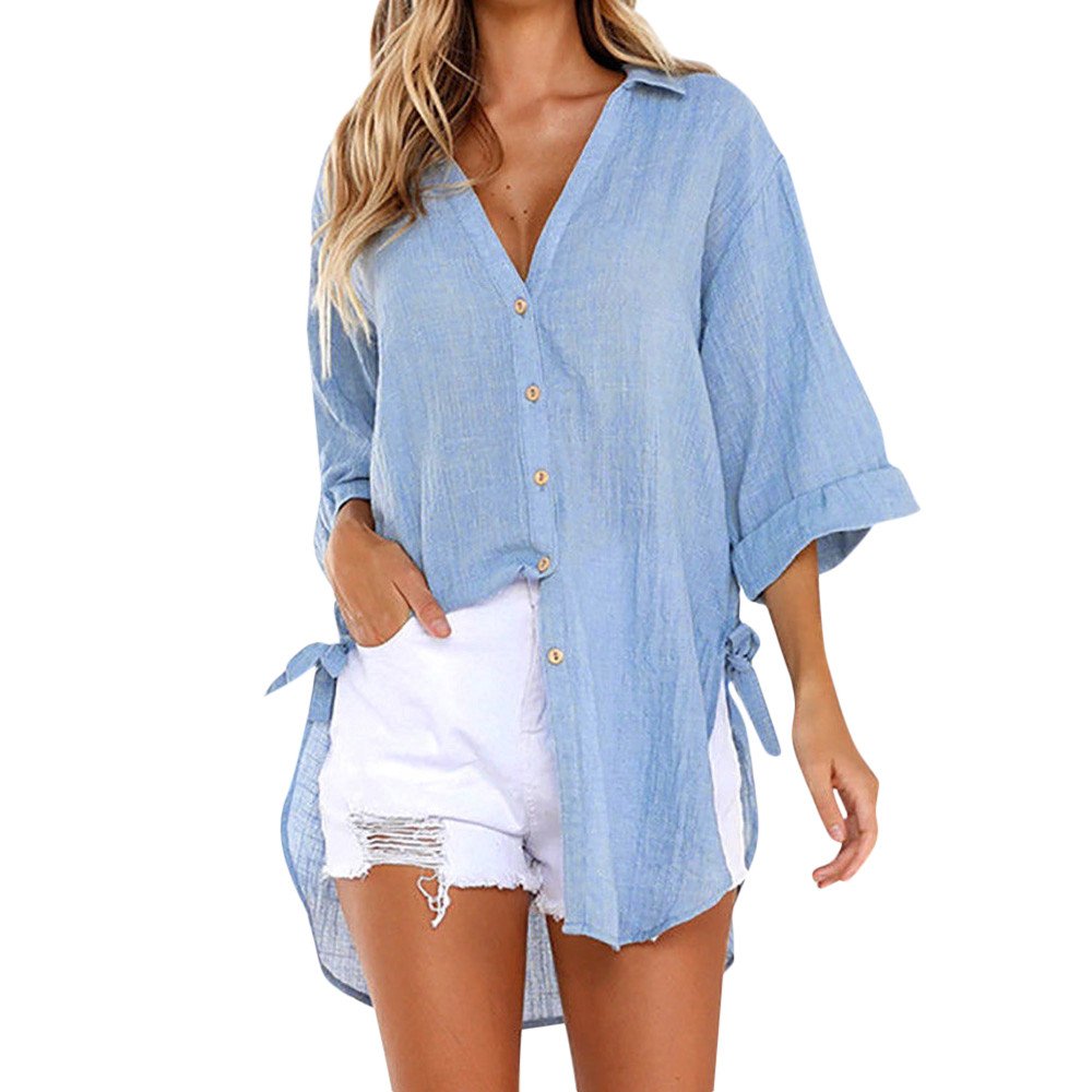 Vedolay 2020 Women's Plus Size Button Down Blouse - Long Sleeve Chiffon T-Shirt & Casual Dress Top for Work, Office & Everyday Wear