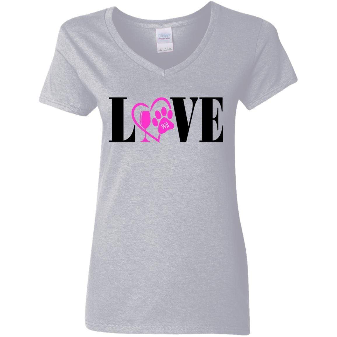 WineyBitches.co Women's 5.3 oz V-Neck T-Shirt - Soft Cotton Casual Tee for Everyday Wear, Girls Night Out & Wine Tasting Events