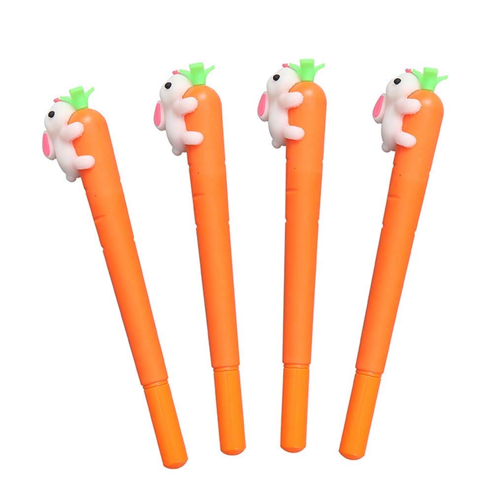 BinaryABC Carrot Bunny Rabbit Gel Ink Pens - 5Pcs Set, Cute Easter Gifts & Party Decorations for Kids, Office, School Supplies, and Spring Festival Celebrations