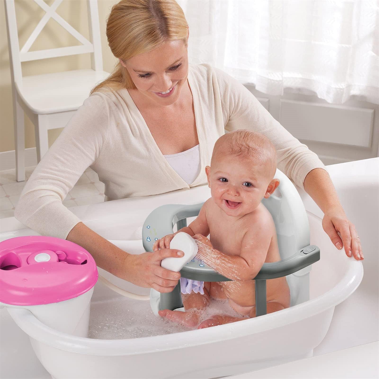 Foldable Baby Sit Up Bath Chair with Suction Cups for 6-18 Months - Anti-Slip, Safe & Portable Infant Bathtub Seat for Toddlers - Perfect for Bath Time, Learning to Sit, and Playtime in Tub