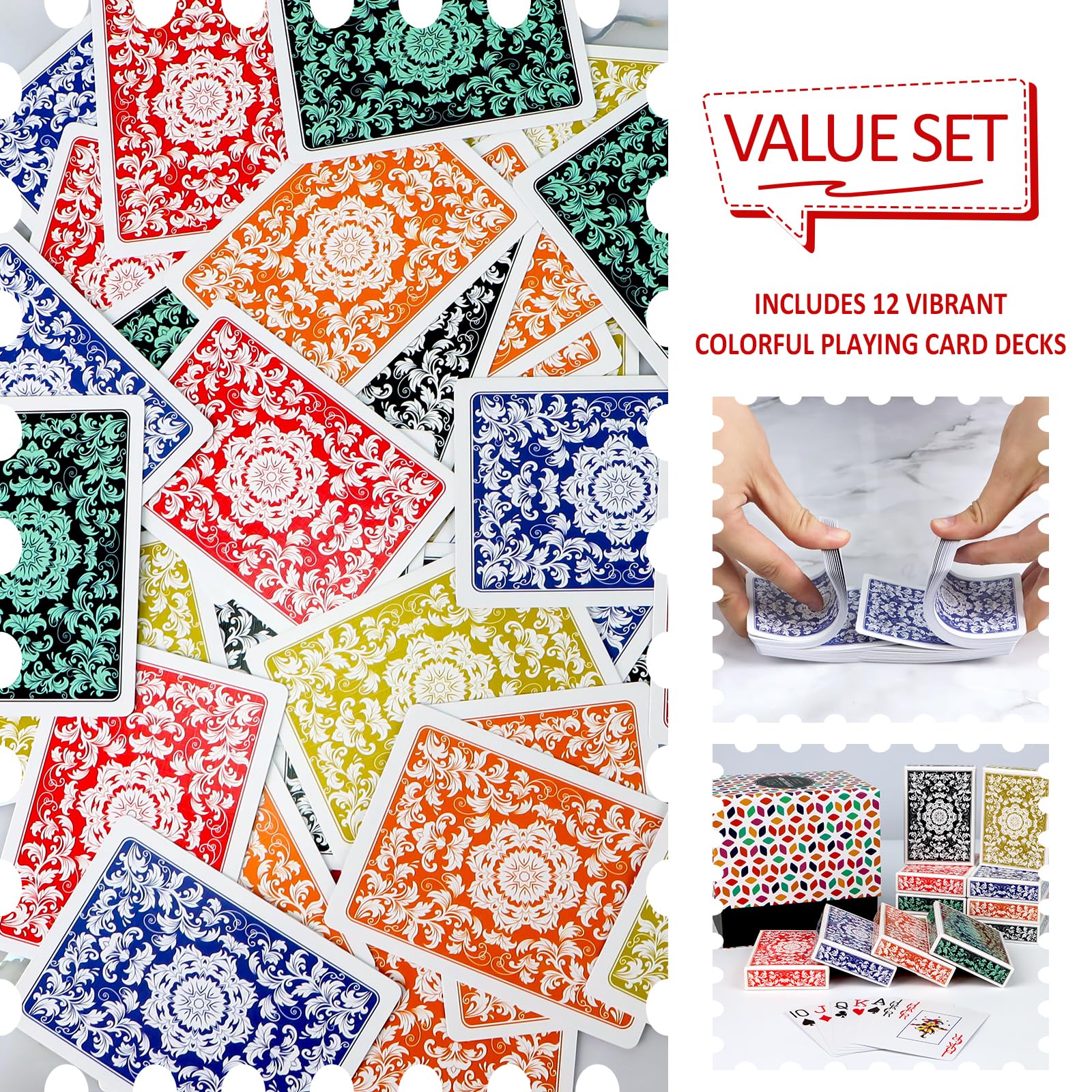 12 Pack Playing Cards Bulk - Jumbo Index Large Print Poker Cards for Adults & Seniors, Colorful Deck of Cards with Gift Box - Perfect for Parties, Family Game Nights, Poker Nights & Card Game Activities
