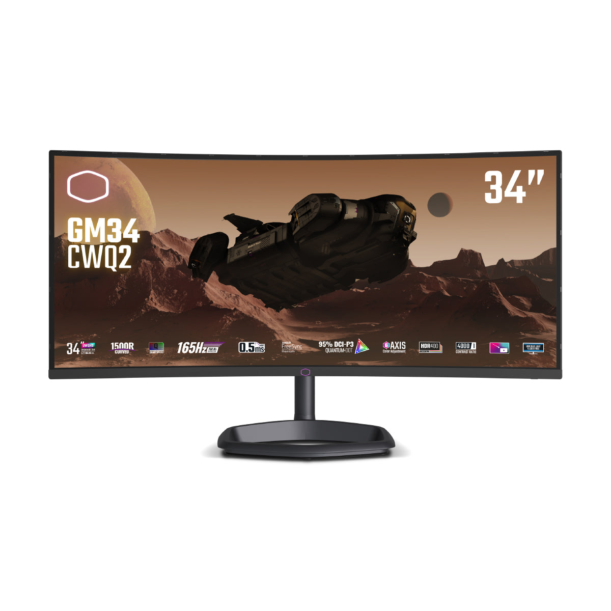 Cooler Master GM34 CWQ2 34-Inch UWQHD 180Hz VA Quantum Dot 1500R Curved Gaming Monitor - Immersive Esports & Home Office Setup for PC & Console Gamers