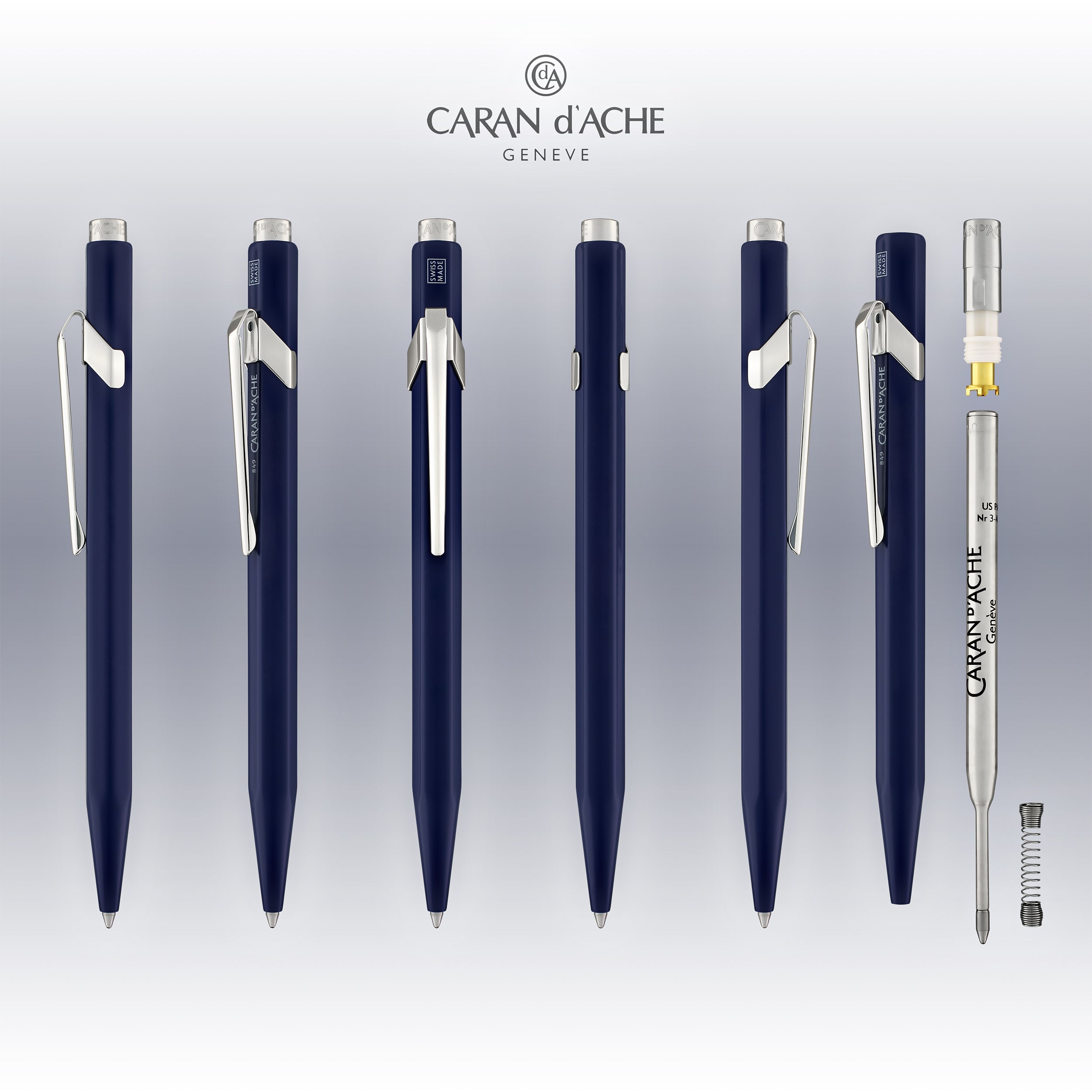 Premium Caran d'Ache 849 Metal Ballpoint Pen - Sapphire Blue Luxury Writing Instrument for Professionals & Gift Giving | Office, Business Meetings, Journaling