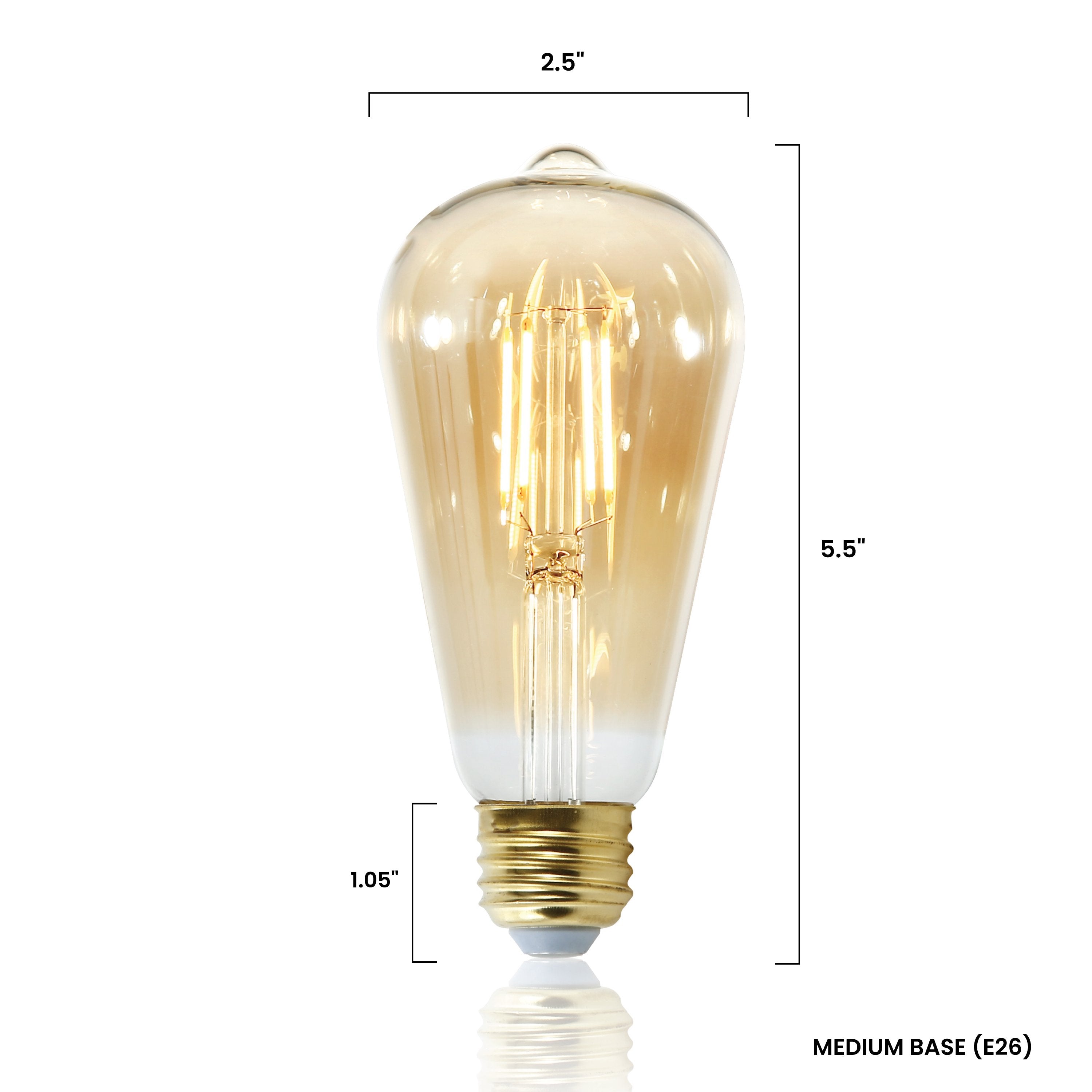 Vintage Amber LED Filament Light Bulb - ST21 Edison Bulb by Holland | Warm Glow for Home Decor, Restaurants, Bars & Retro Lighting