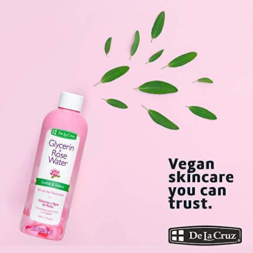 De La Cruz Rose Water & Glycerin Facial Toner - Hydrating Rosewater Spray for Face, Skin & Hair Care - 8 fl oz (236 mL) Pack of 10 - Perfect for Daily Skincare Routine, Makeup Setting & Hair Refreshment