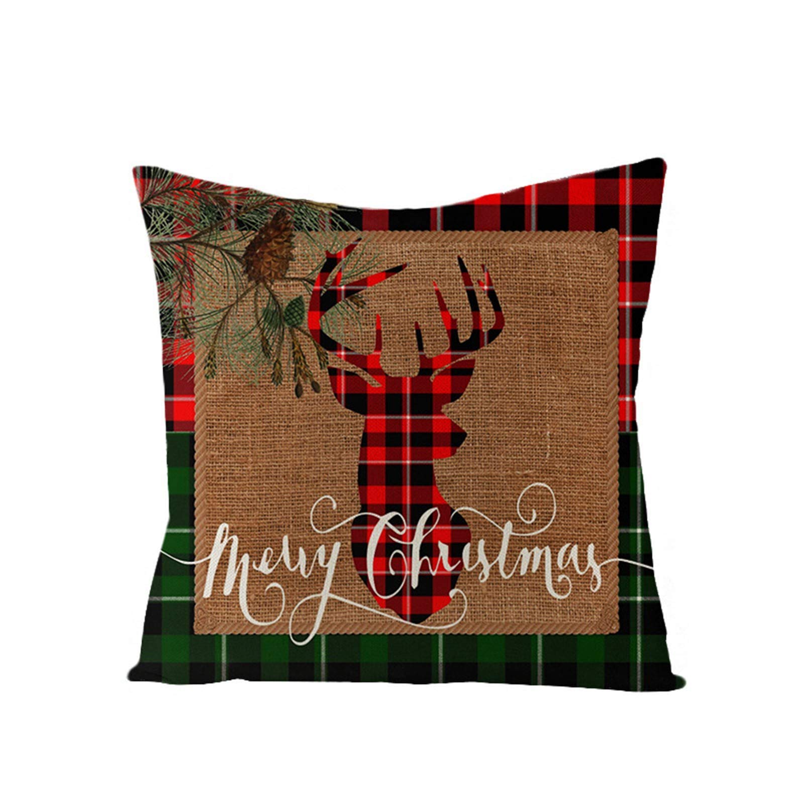 Festive Christmas Pillowcases Set 2021 - Santa Claus, Christmas Tree, Snowflake, Snowman & Reindeer Designs - 18x18 Inch Holiday Pillow Covers for Sofa, Bed & Home Decor