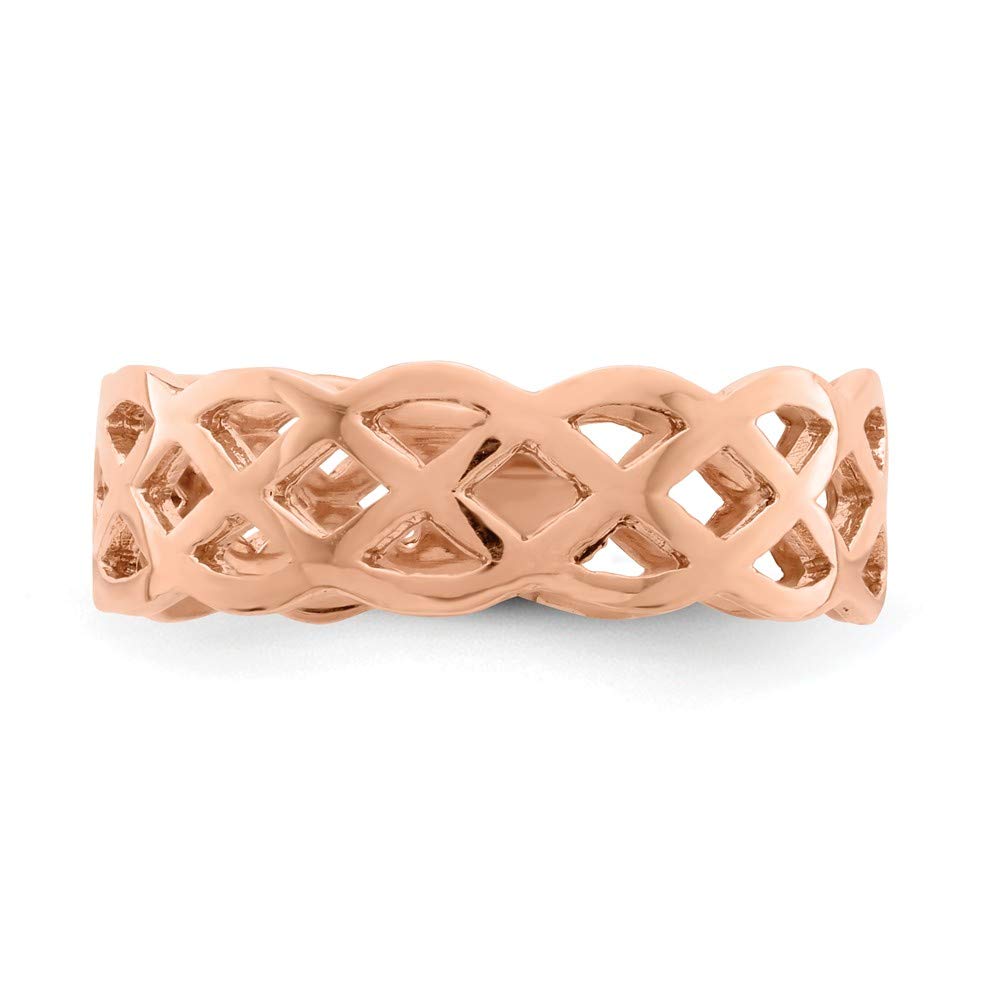 14K Solid Rose Gold Weave Ring Band for Women - Elegant Stackable Wedding Band, Anniversary Gift, Everyday Jewelry for Special Occasions