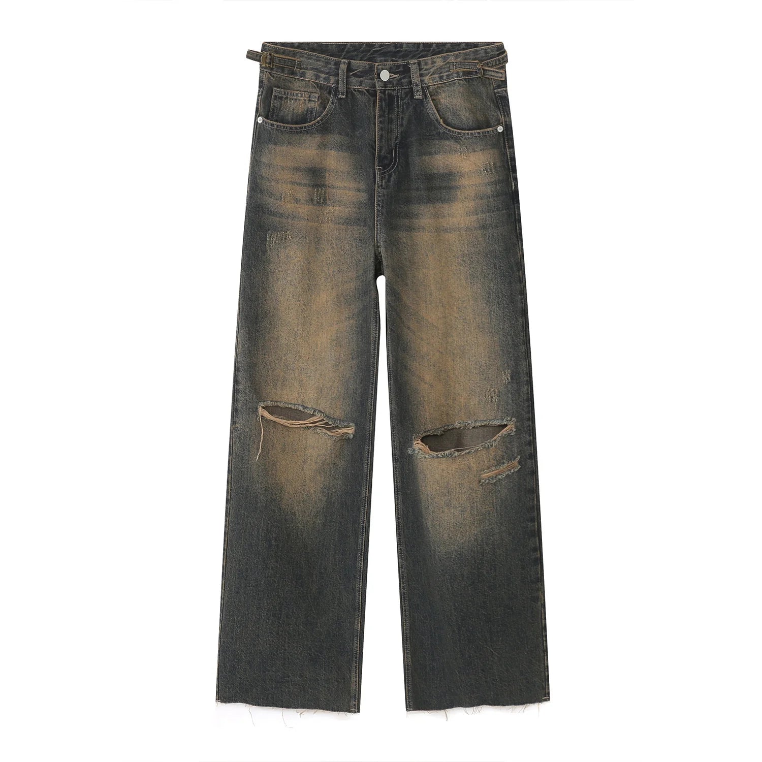 Vintage American Style High Waist Men's Jeans - Wide Leg Denim Pants with Gradient Wash | Straight Fit Summer Casual Trousers for Streetwear Fashion (Style 9A8592) | Perfect for Urban Outfits, Music Festivals & Retro Looks
