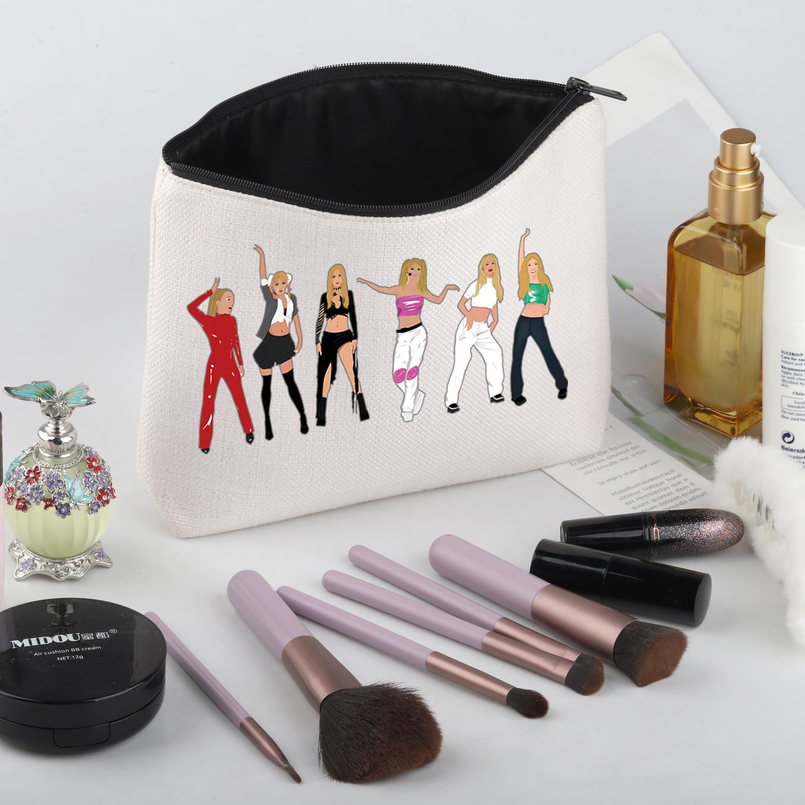 90s Pop Music Themed Cosmetic Makeup Bag - Vintage Singer Fan Gift, Album Collection Zipper Pouch for Music Lovers - Perfect for Concerts, Travel & Retro Merchandise Collection (90s Pop BAG)