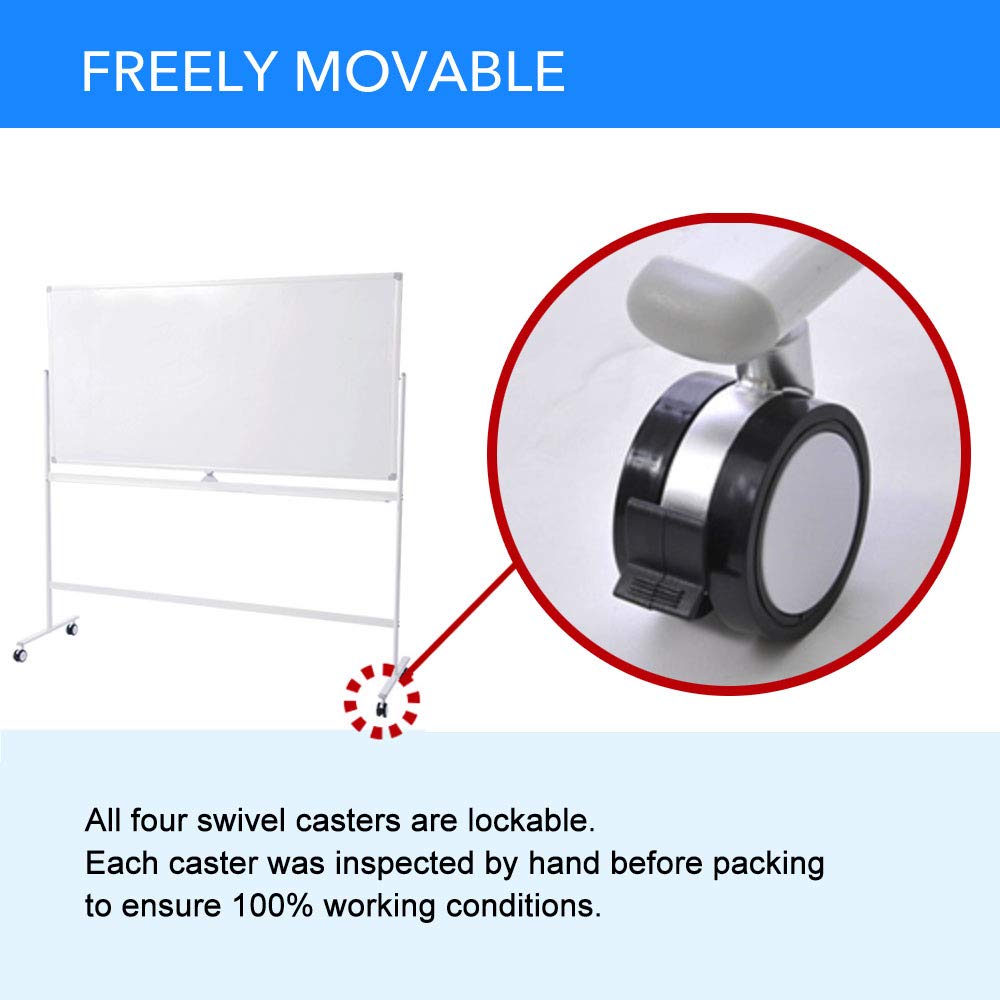 Double Sided Magnetic Dry Erase Whiteboard Easel on Wheels - 24