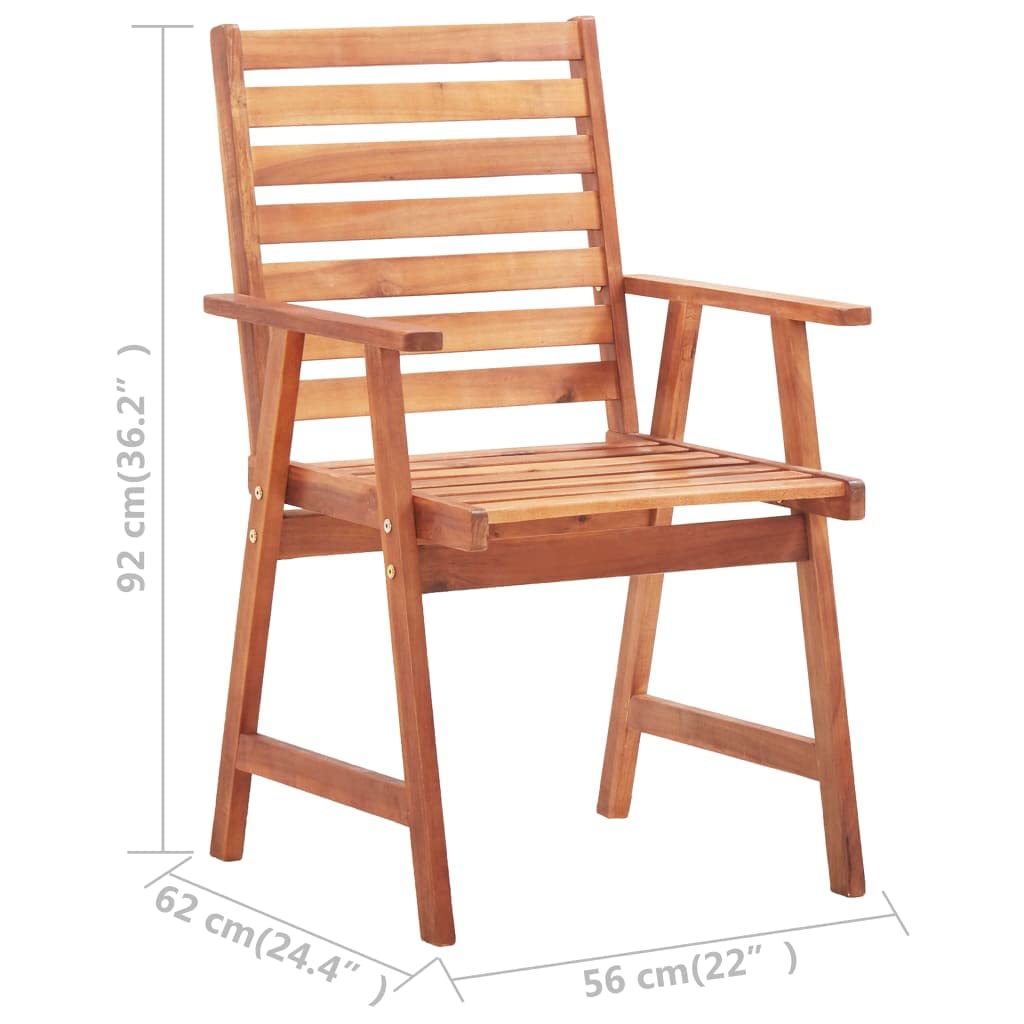 4-Piece Acacia Wood Patio Dining Chairs Set with Cushions - Waterproof & Durable for Indoor/Outdoor Use - Perfect for Garden, Backyard, Dining Room & Modern Kitchen Decor